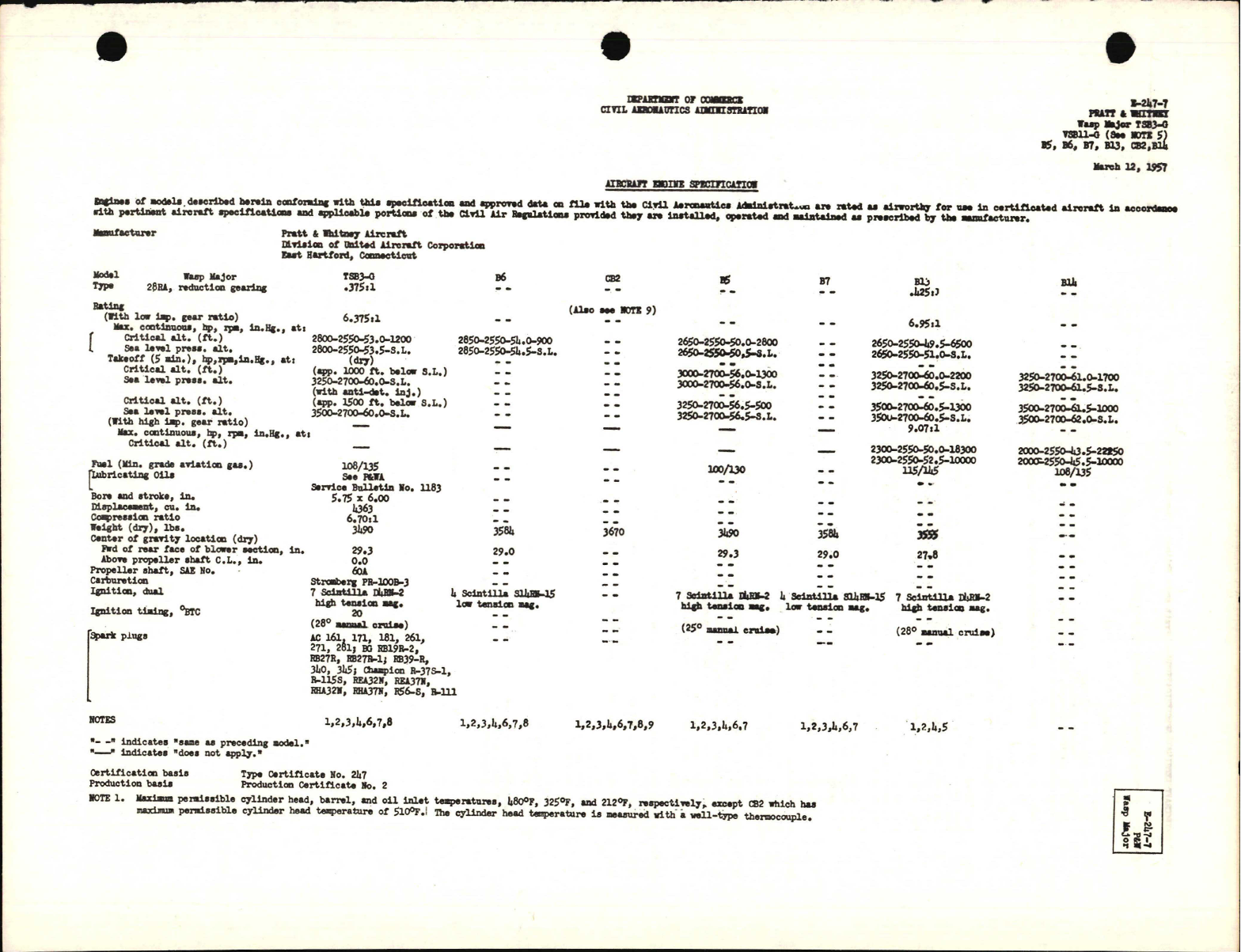 Sample page 1 from AirCorps Library document: TSB3-G, VSB11-G, B, and CB2 Wasp Major