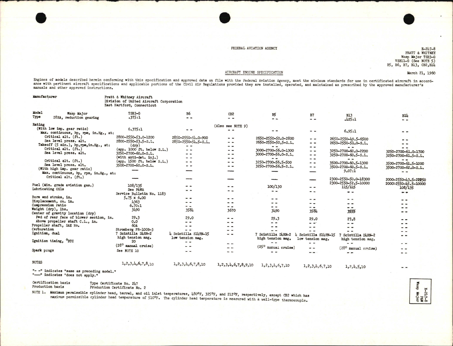 Sample page 1 from AirCorps Library document: TSB3-G, VSB11-G, B, and CB2 Wasp Major