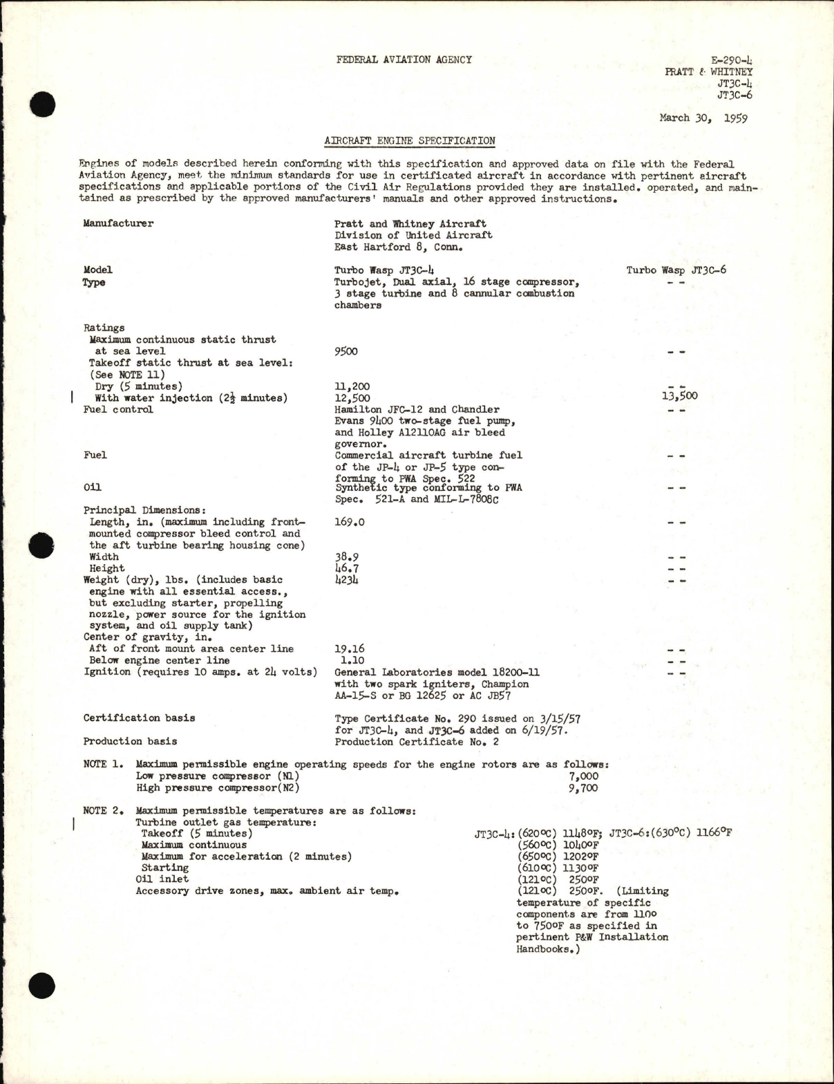 Sample page 1 from AirCorps Library document: JT3C-4 and JT3C-6