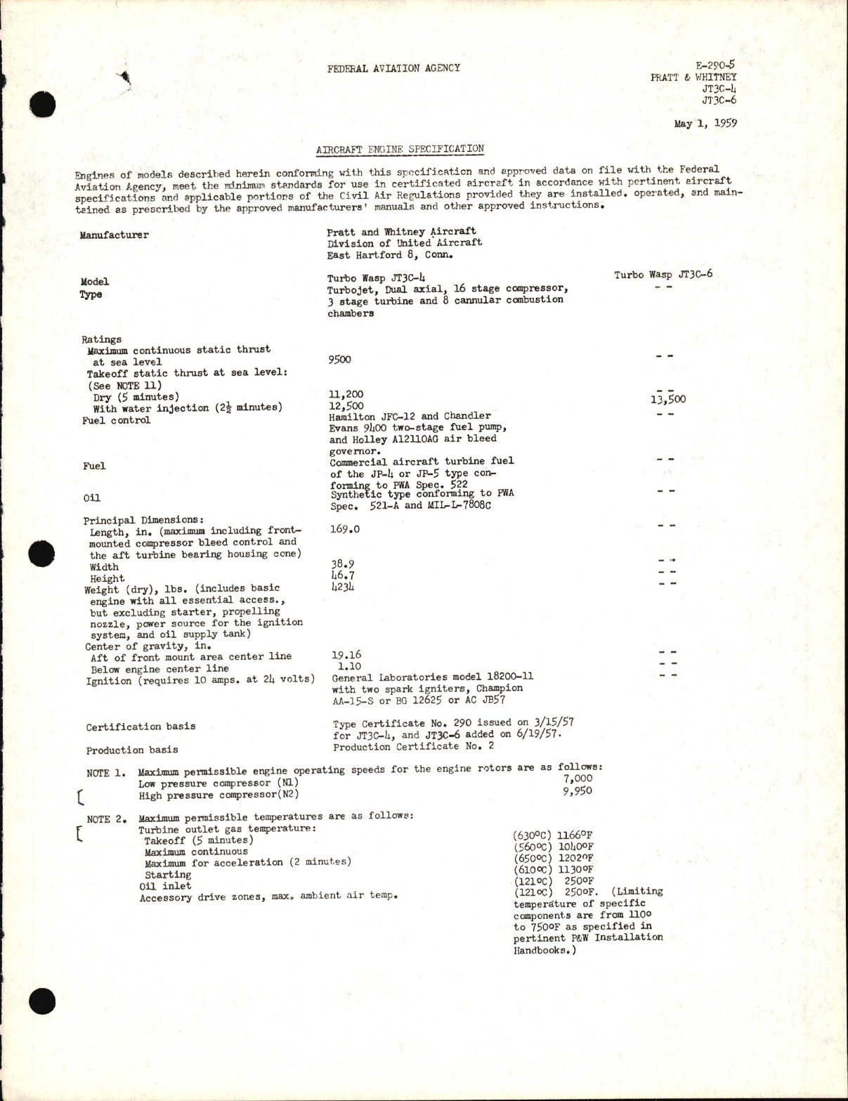 Sample page 1 from AirCorps Library document: JT3C-4 and JT3C-6
