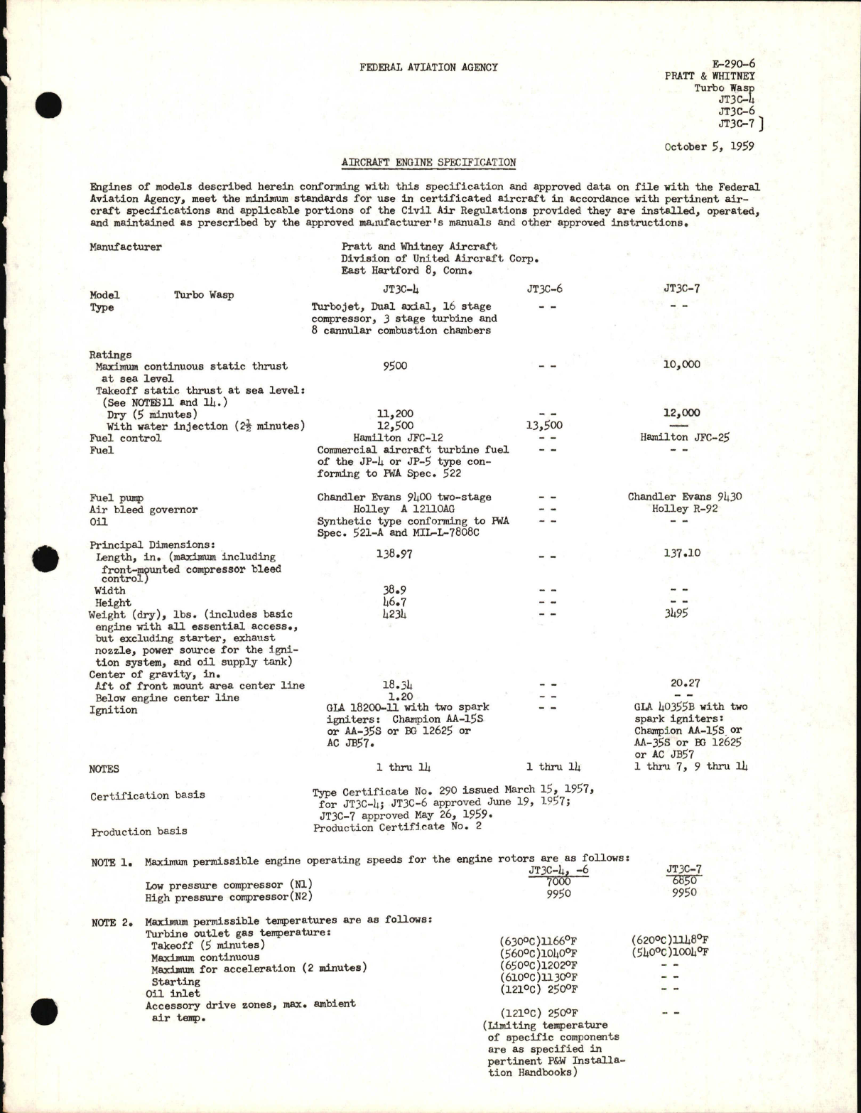 Sample page 1 from AirCorps Library document: JT3C-4, JT3C-6, and JT3C-7