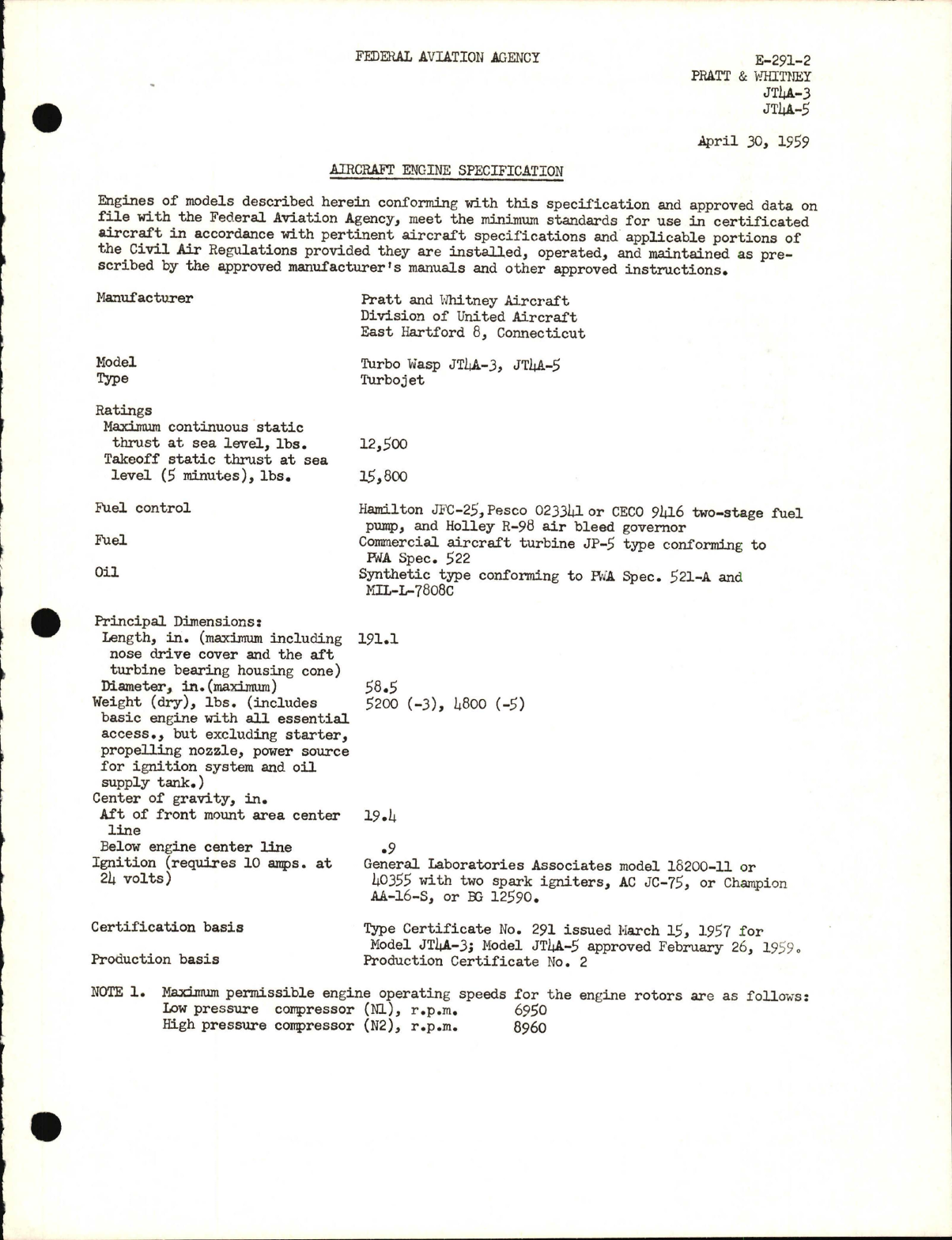 Sample page 1 from AirCorps Library document: JT4A-3 and JT4A-5