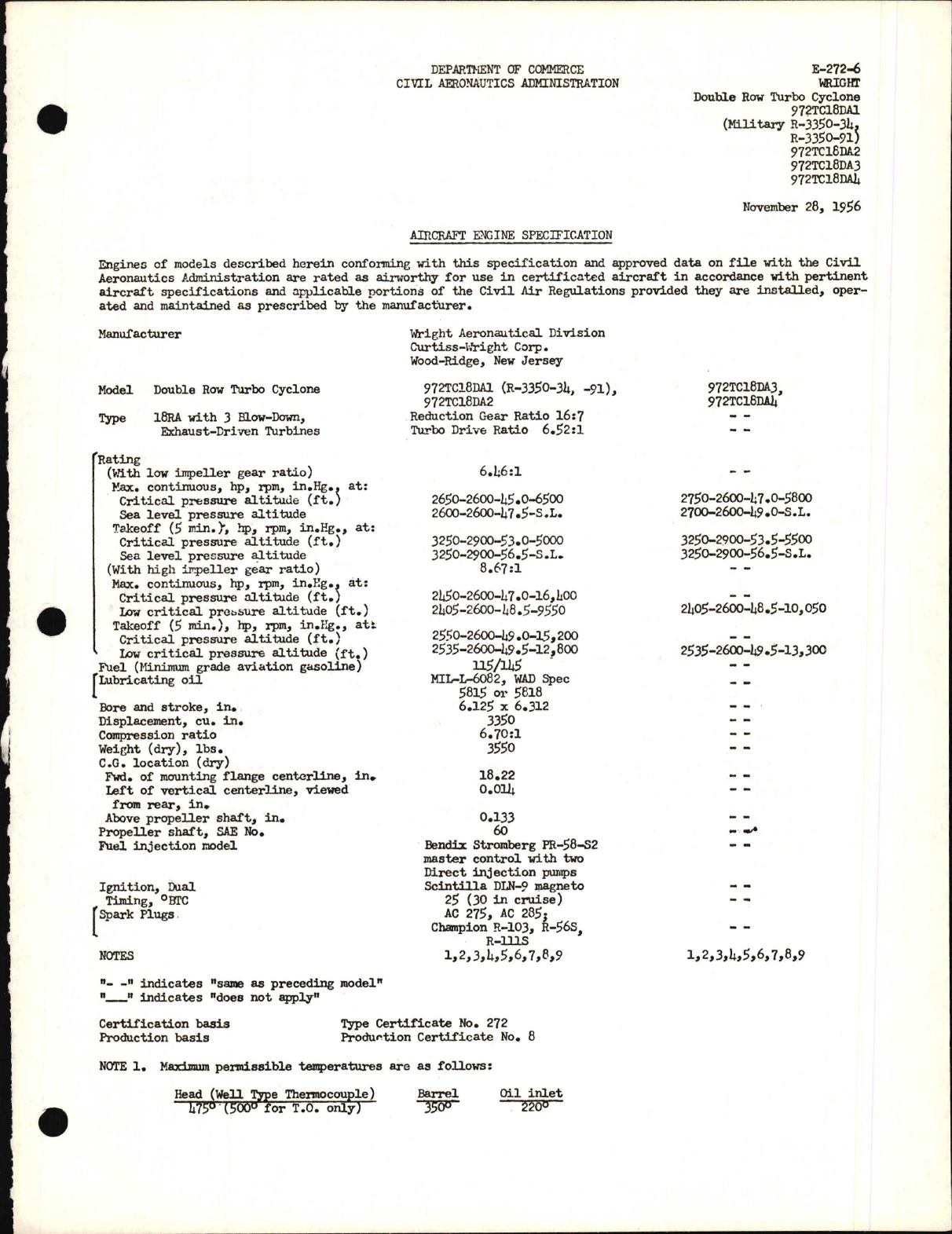 Sample page 1 from AirCorps Library document: 972TC18DA and R-3350 Double Row Turbo Cyclone
