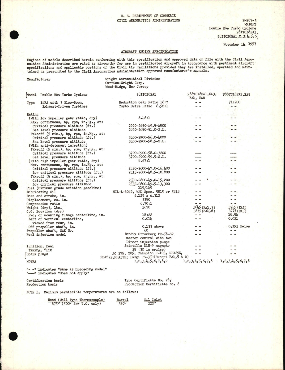 Sample page 1 from AirCorps Library document: 981TC18EA1, 2, 3, 4, 5, 6  Double Row Turbo Cyclone