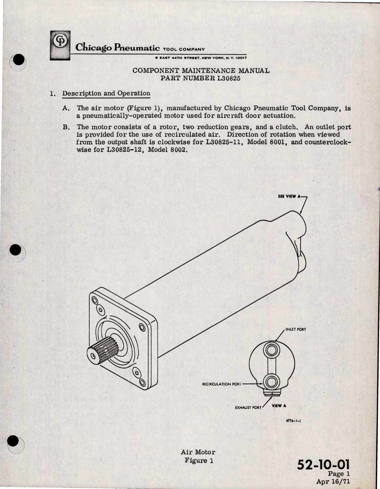 Sample page 7 from AirCorps Library document: Maintenance Manual for Air Motor - Parts L30825-11 and L30825-12