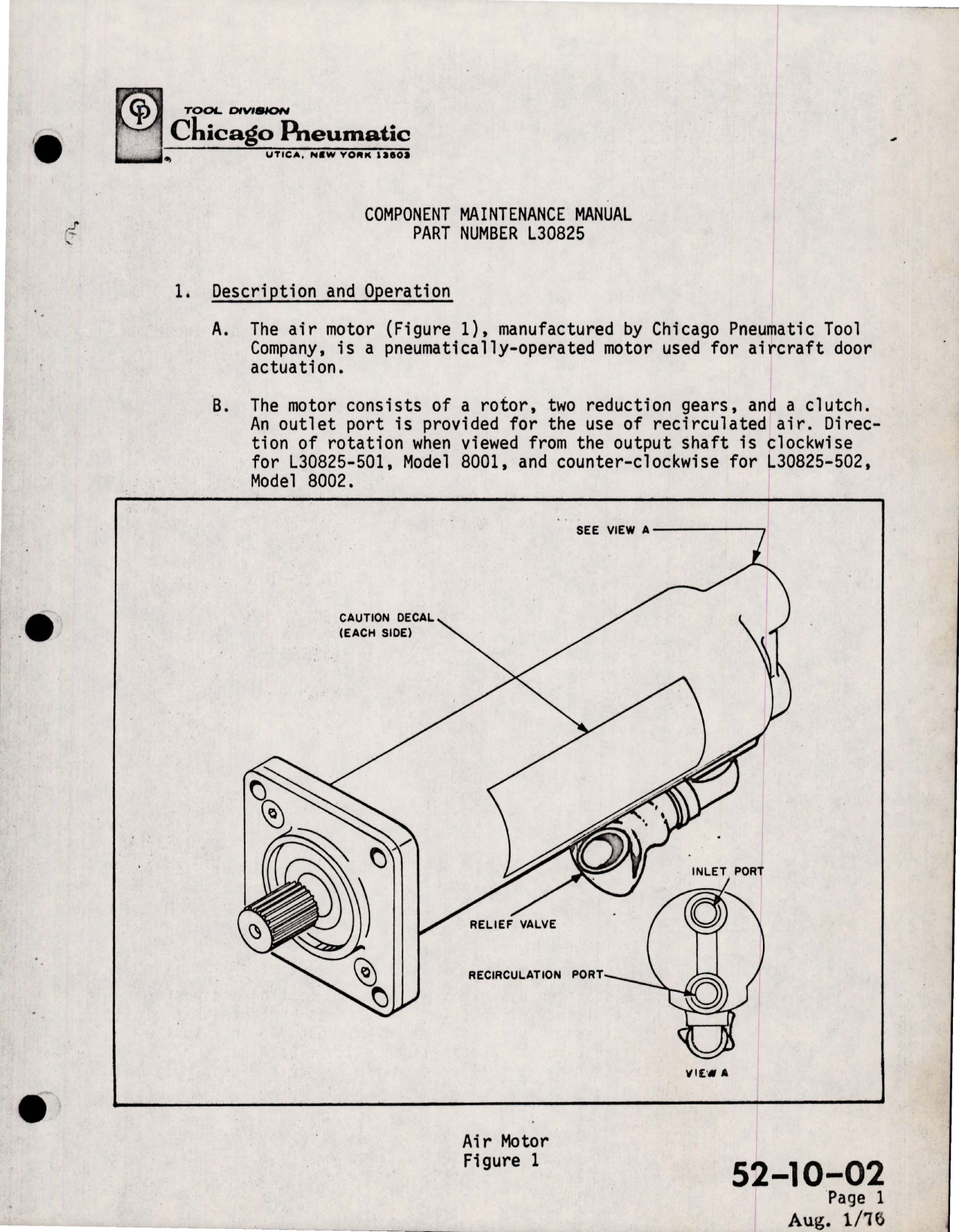 Sample page 7 from AirCorps Library document: Maintenance Manual for Air Motor - Part L30825-501 and L30825-502