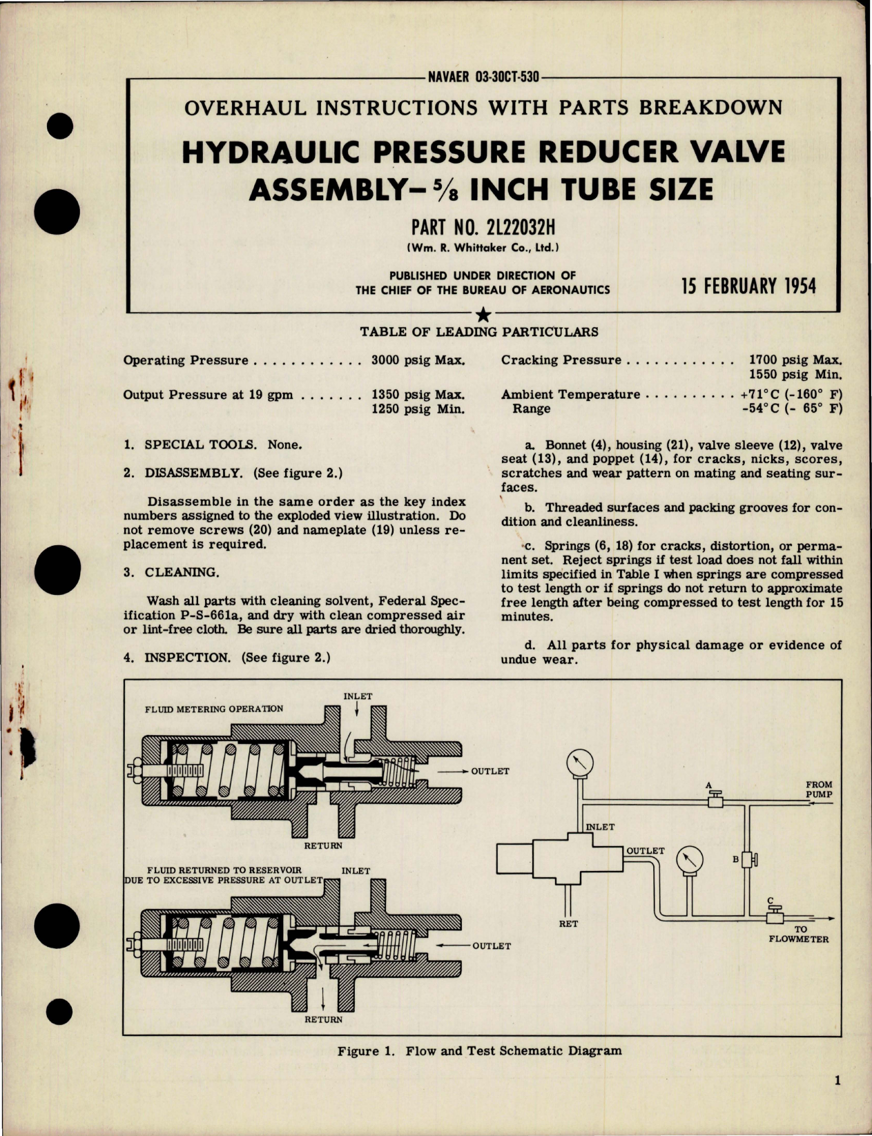 Sample page 1 from AirCorps Library document: Overhaul Instructions with Parts for Hydraulic Pressure Reducer Valve Assembly - 5-8 inch Tube Size - 2L22032H