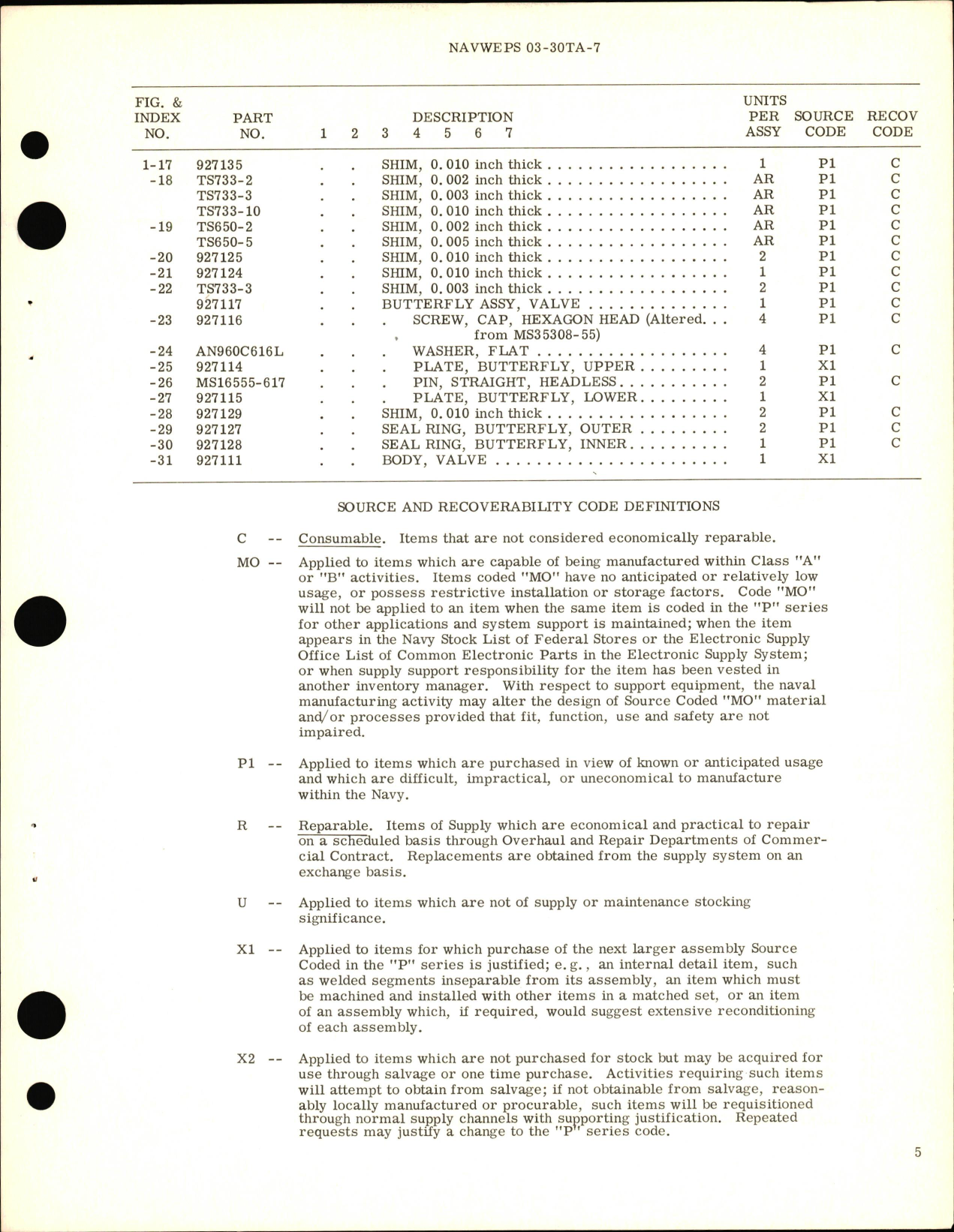Sample page 5 from AirCorps Library document: Overhaul Instructions with Parts Breakdown for Butterfly Valve Part 927T100