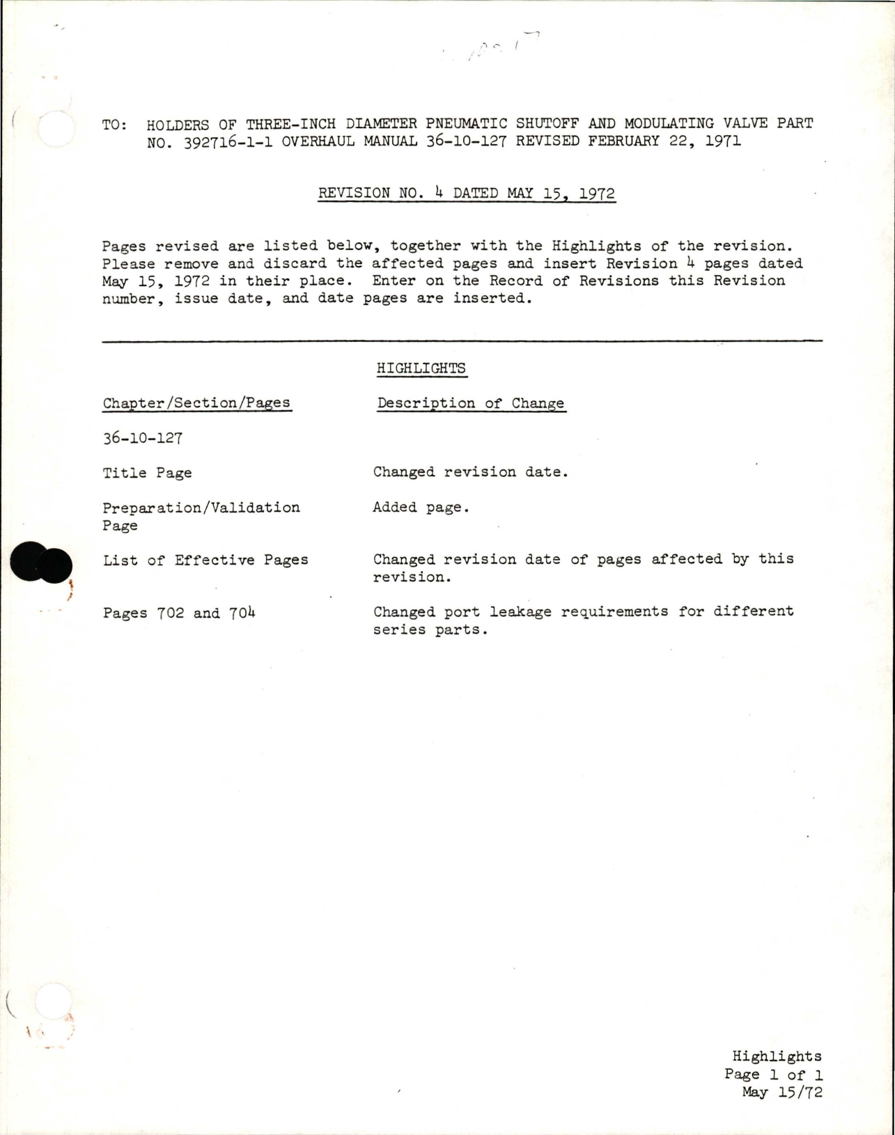 Sample page 1 from AirCorps Library document: Overhaul Manual for 3 inch Diameter Pneumatic Shutoff & Modulating Butterfly Valve - Part 392716-1-1