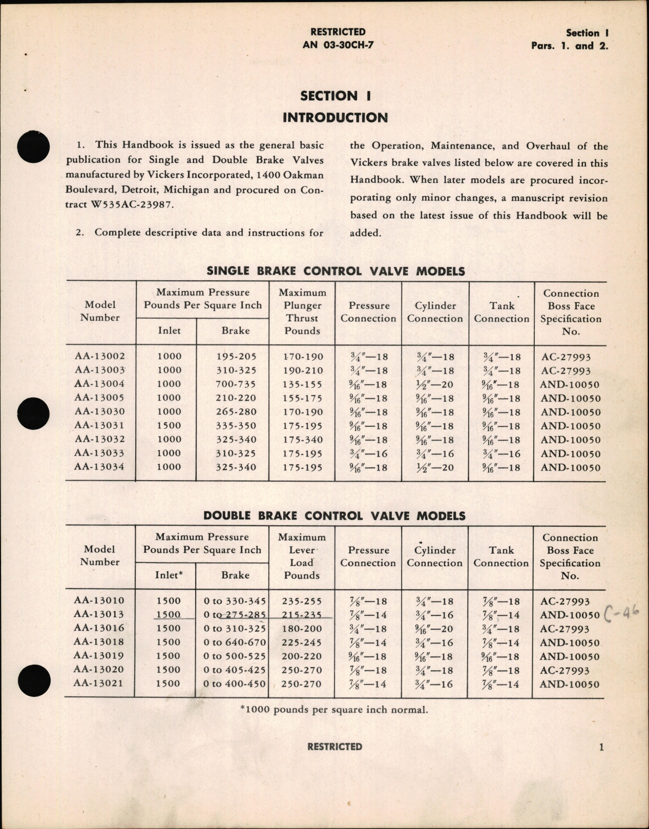 Sample page 7 from AirCorps Library document: Instructions with Parts Catalog for Single and Double Brake Valves Models AA-13000 and AA-13010