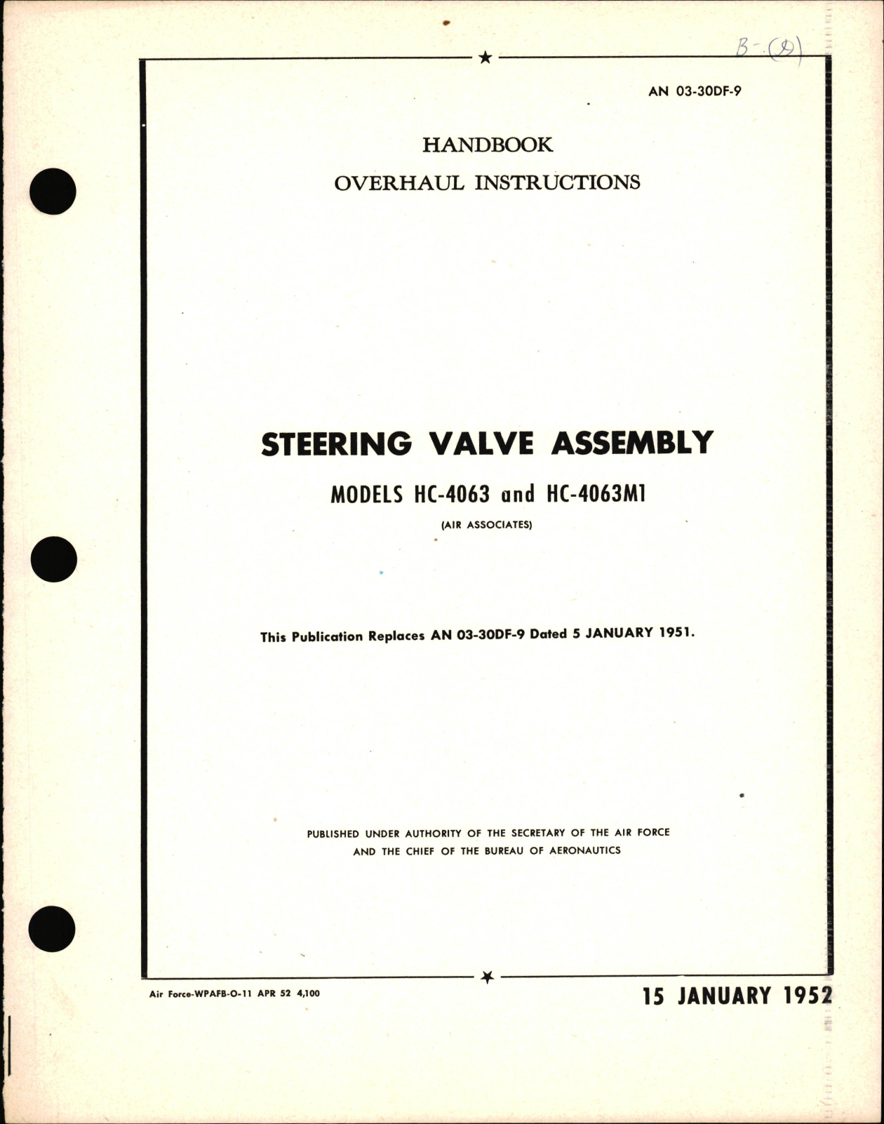 Sample page 1 from AirCorps Library document: Overhaul Instructions for Steering Valve Assembly Models HC-4063 & HC-4063M1
