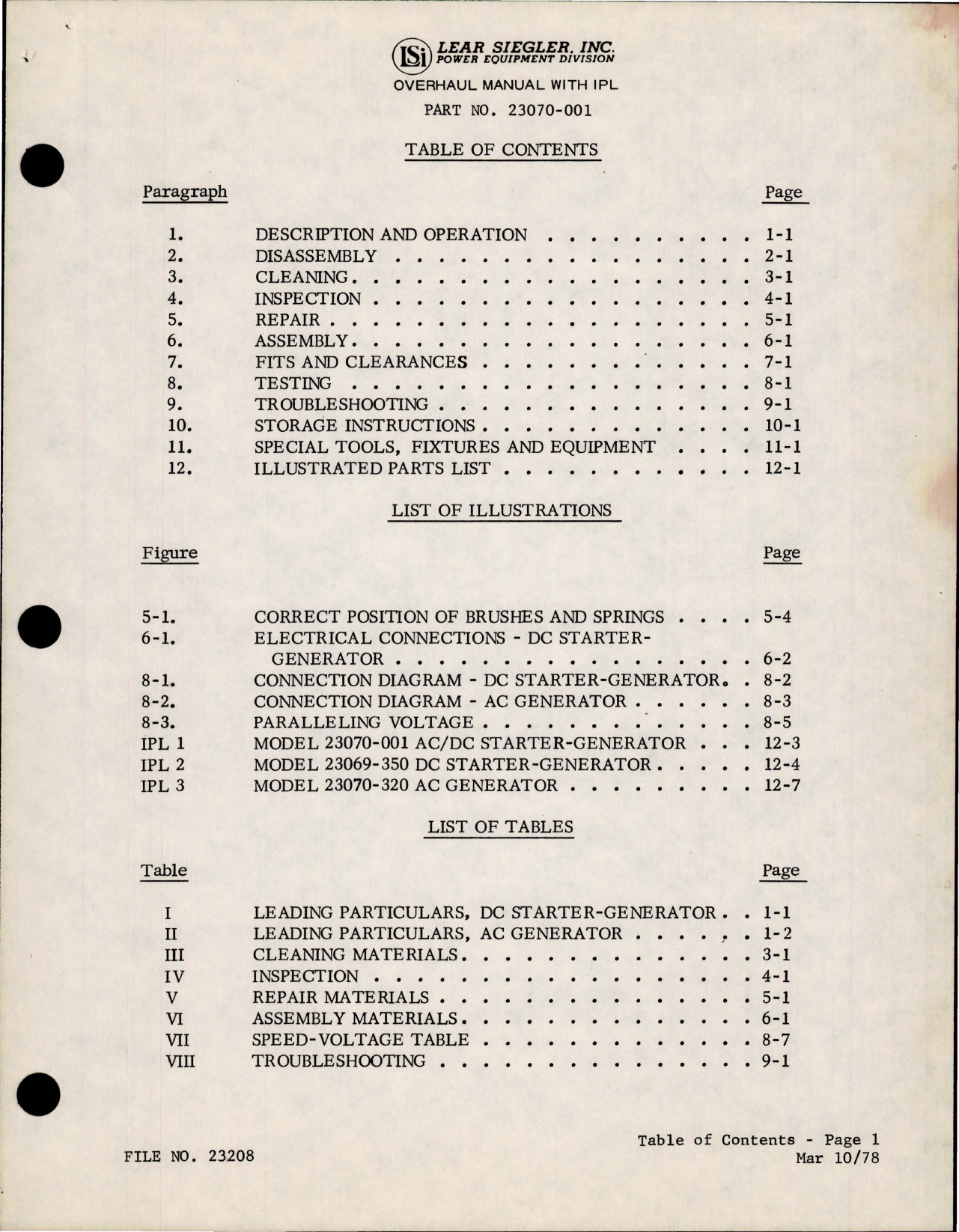 Sample page 7 from AirCorps Library document: Overhaul with Illustrated Parts List for AC-DC Starter-Generator - Model 23070-001 