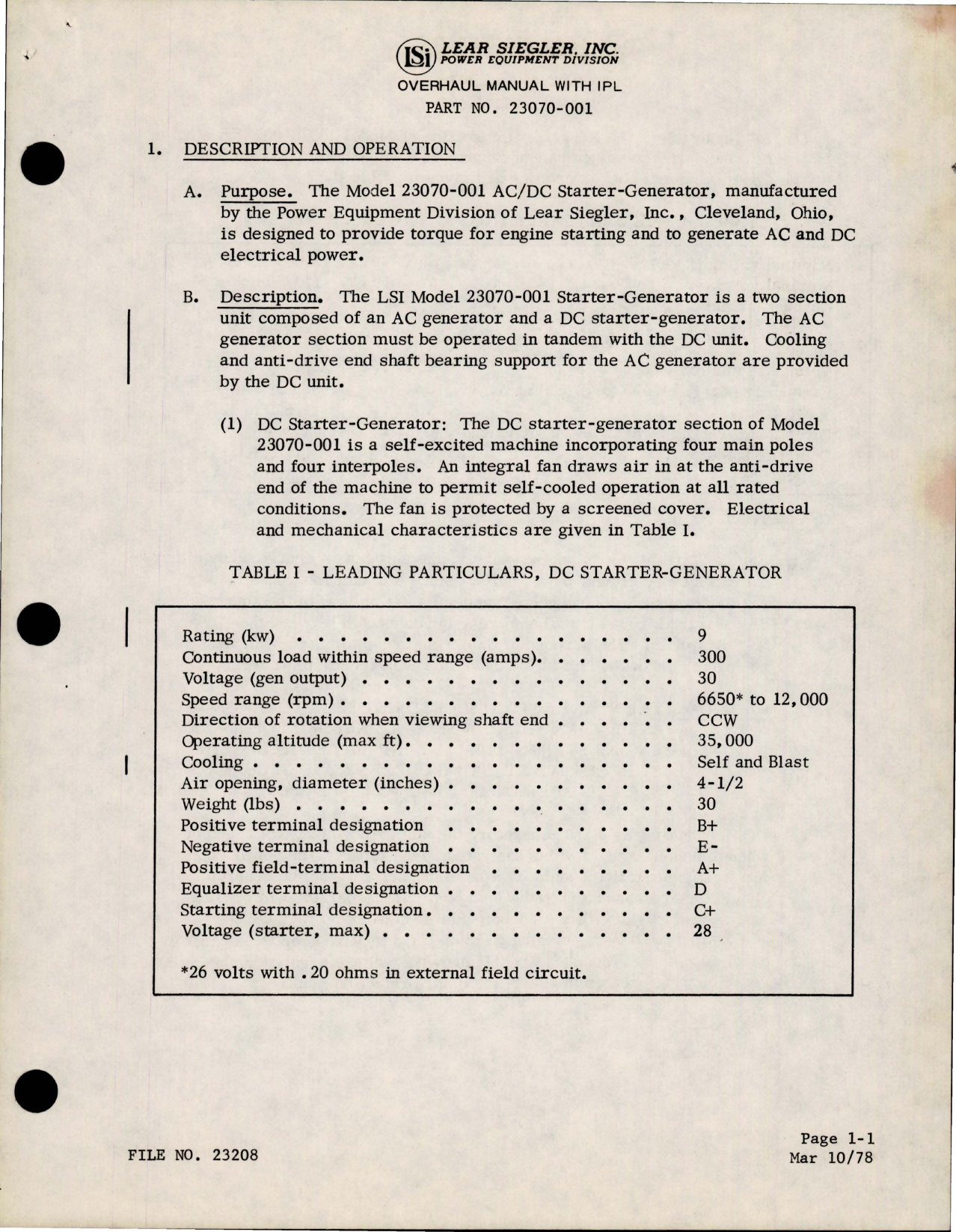 Sample page 9 from AirCorps Library document: Overhaul with Illustrated Parts List for AC-DC Starter-Generator - Model 23070-001 