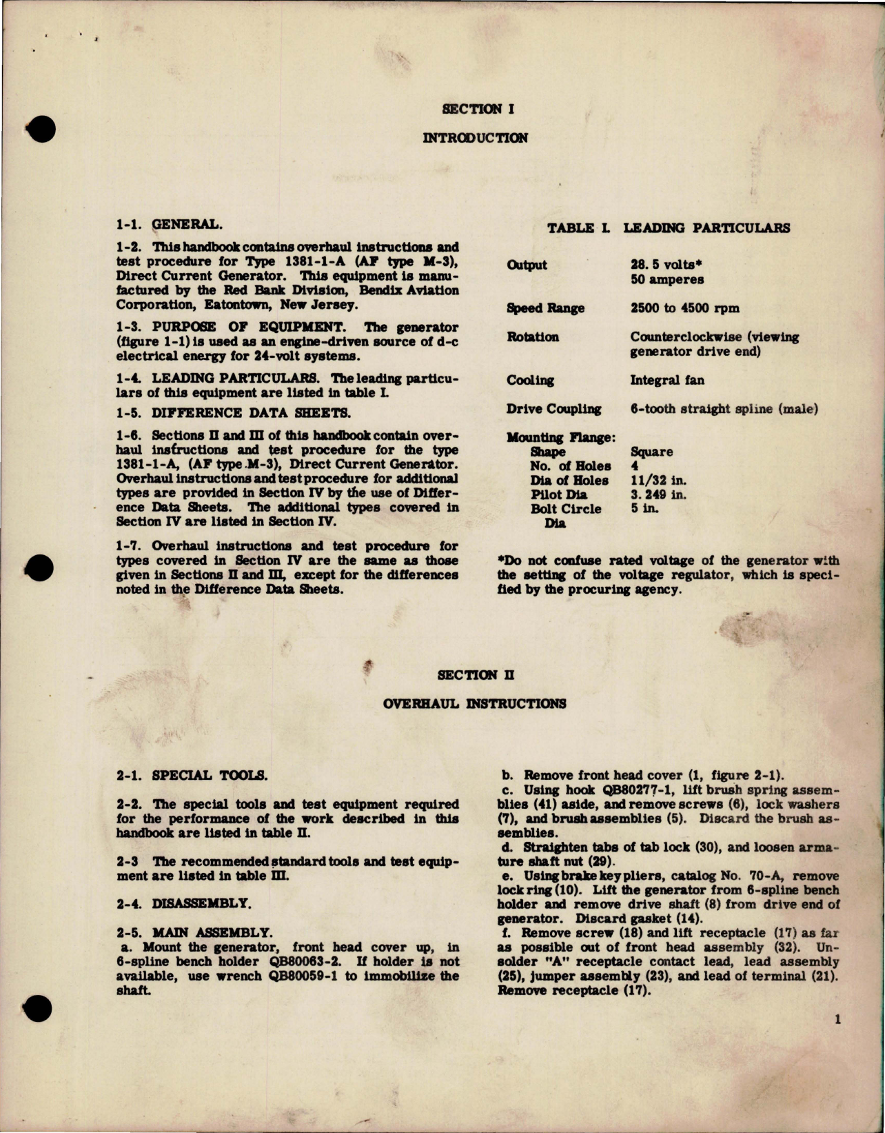 Sample page 5 from AirCorps Library document: Overhaul Instructions for Direct Current Generators - Type 1381-1-A, 30E01-2-A 
