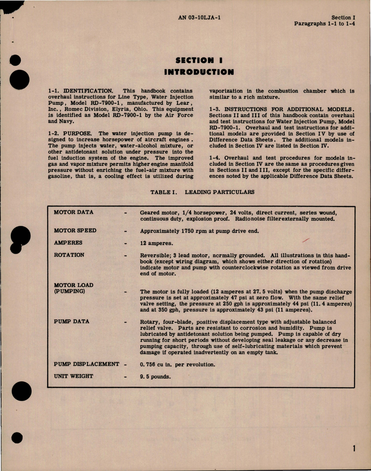 Sample page 5 from AirCorps Library document: Overhaul Instructions for Electric Motor Driven Water Injection Pumps - Series 7900