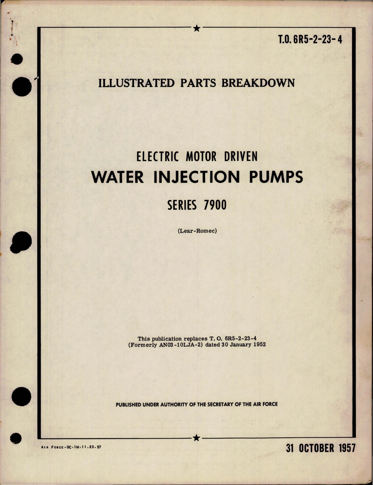 Sample page 1 from AirCorps Library document: Illustrated Parts Breakdown for Electric Motor Driven Water Injection Pump - Series 7900 