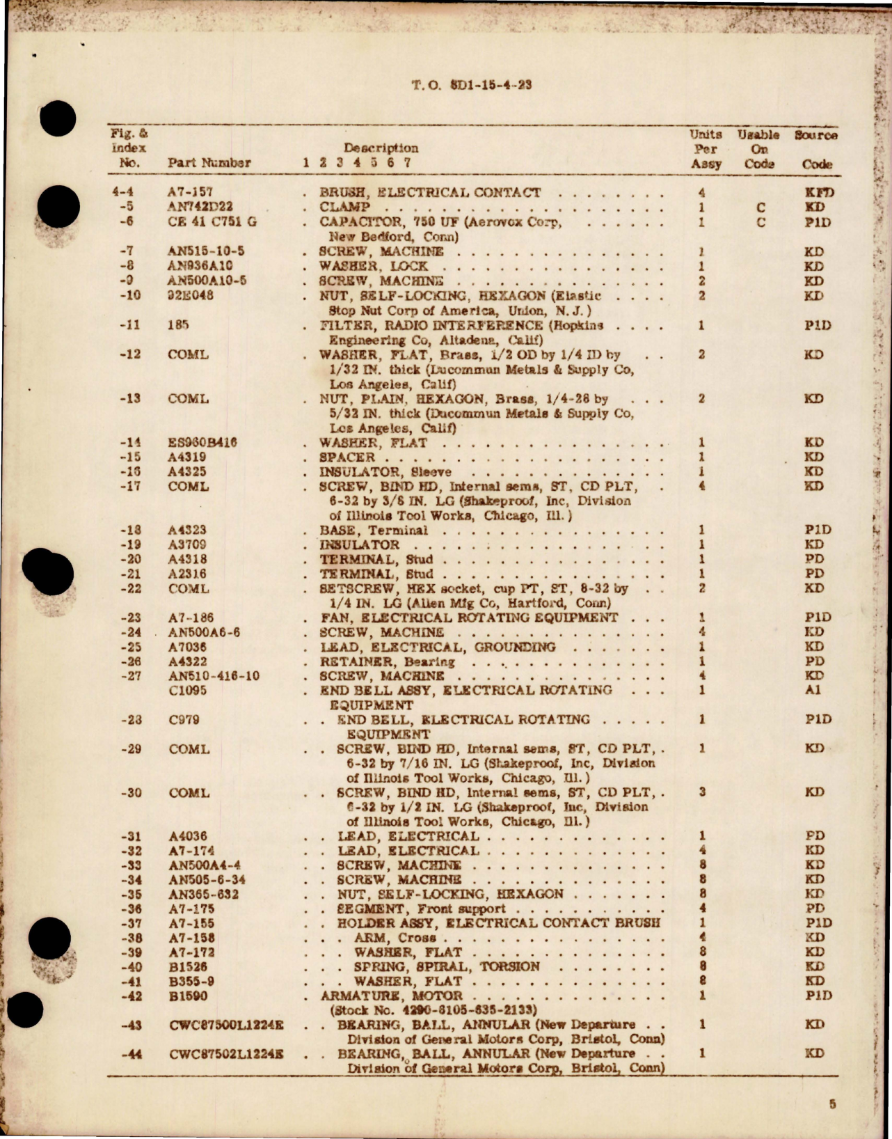 Sample page 5 from AirCorps Library document: Overhaul with Parts Breakdown for Direct Current Motor - Part D388, D388-1, D388C