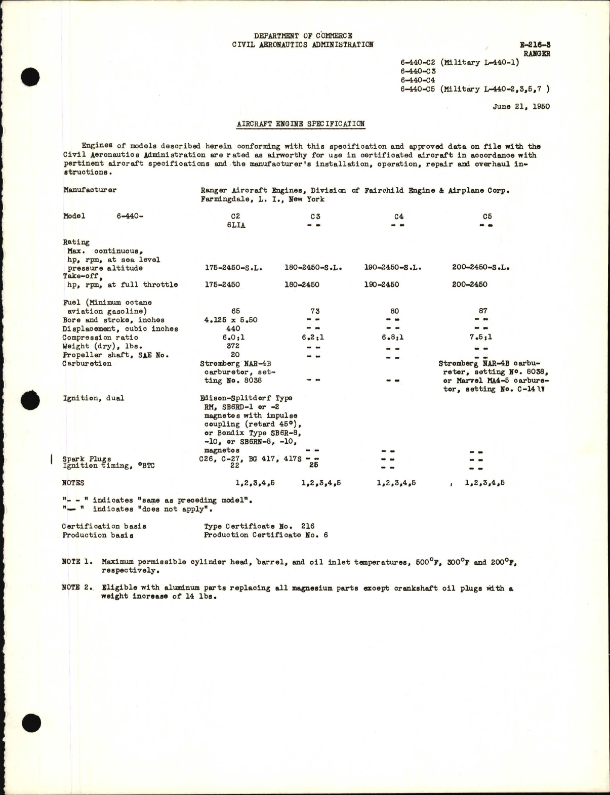 Sample page 1 from AirCorps Library document: 6-440-C2 and L-440-1