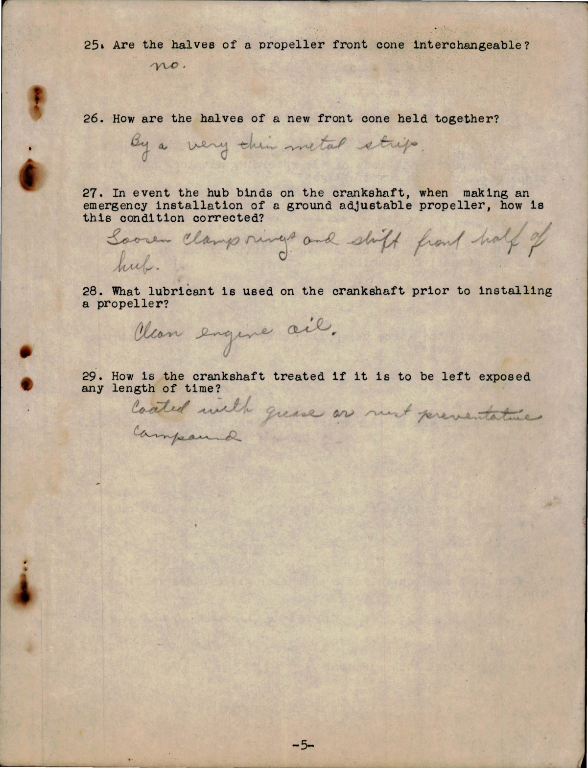 Sample page 5 from AirCorps Library document: Study Assignment & Questionnaire for Airplane Propellers