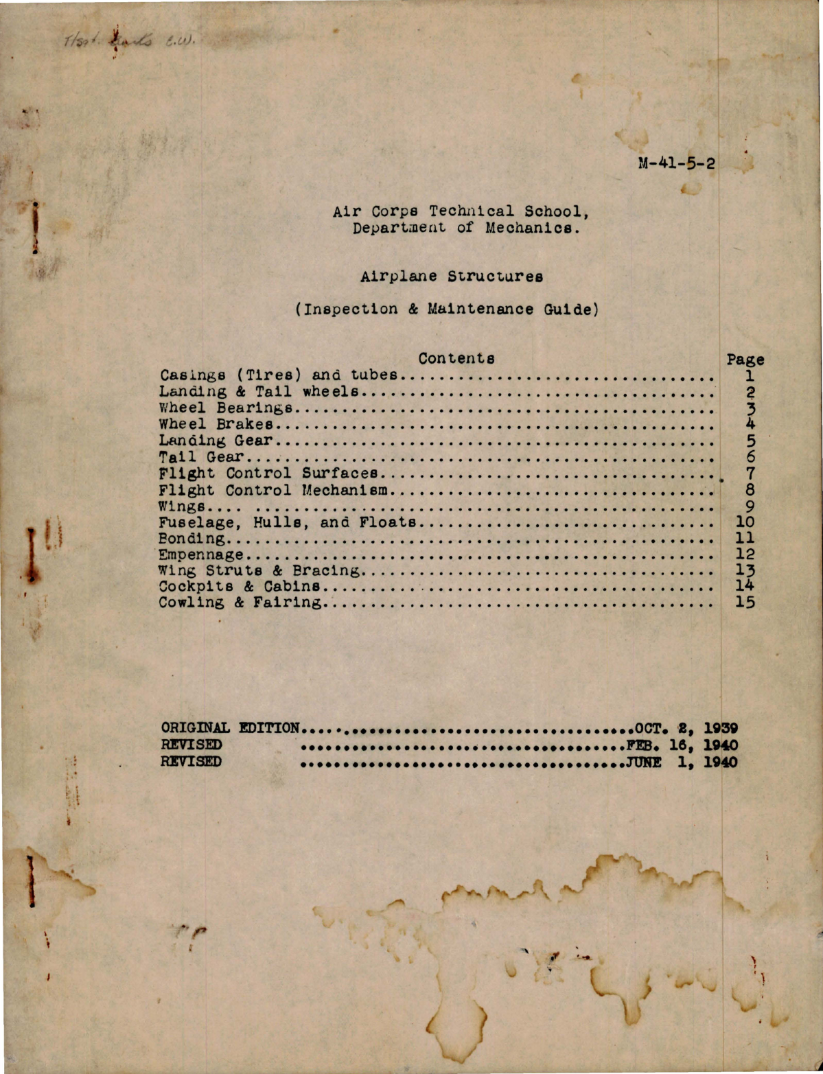 Sample page 1 from AirCorps Library document: Air Corps Technical School - Inspection Guide for Airplane Structures