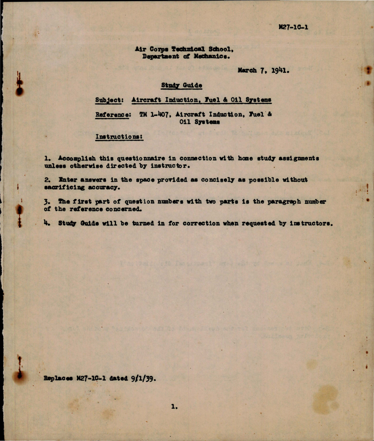 Sample page 1 from AirCorps Library document: Study Guide for Aircraft Induction - Fuel & Oil Systems