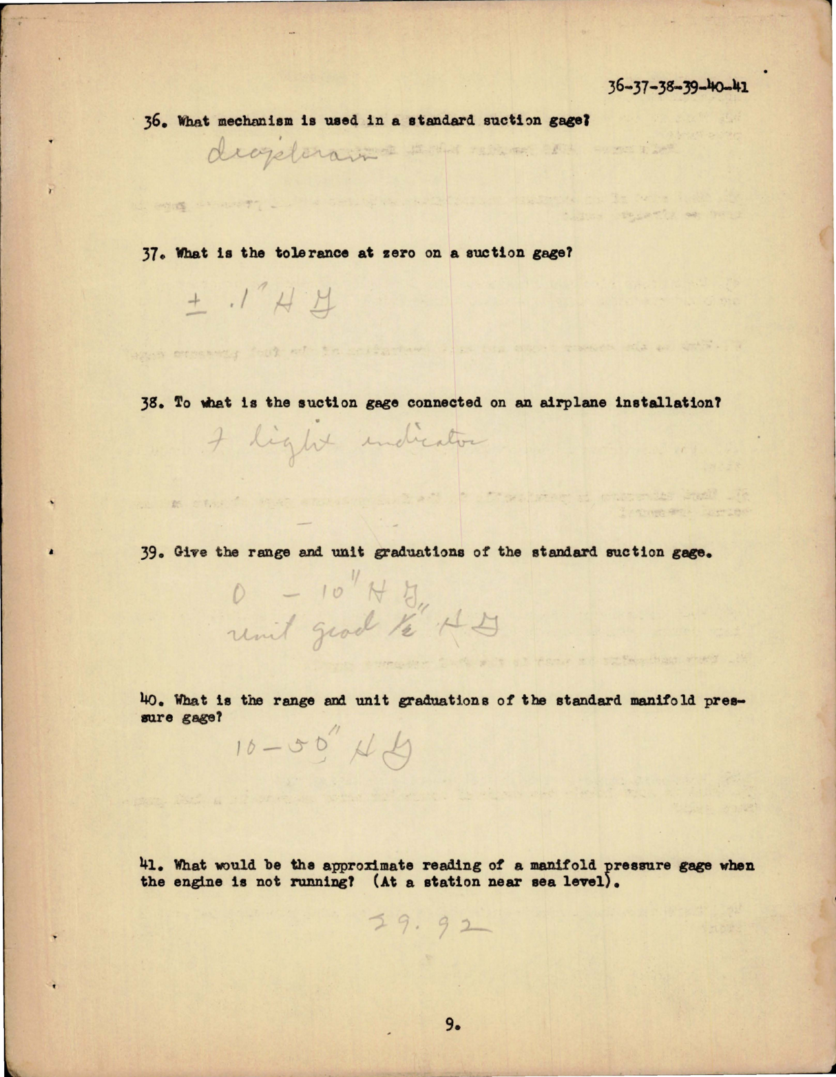 Sample page 9 from AirCorps Library document: Study Assignment & Questionnaire for Aircraft Instruments