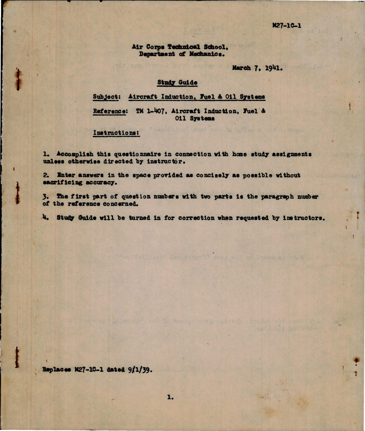 Sample page 1 from AirCorps Library document: Study Guide for Aircraft Induction, Fuel & Oil Systems