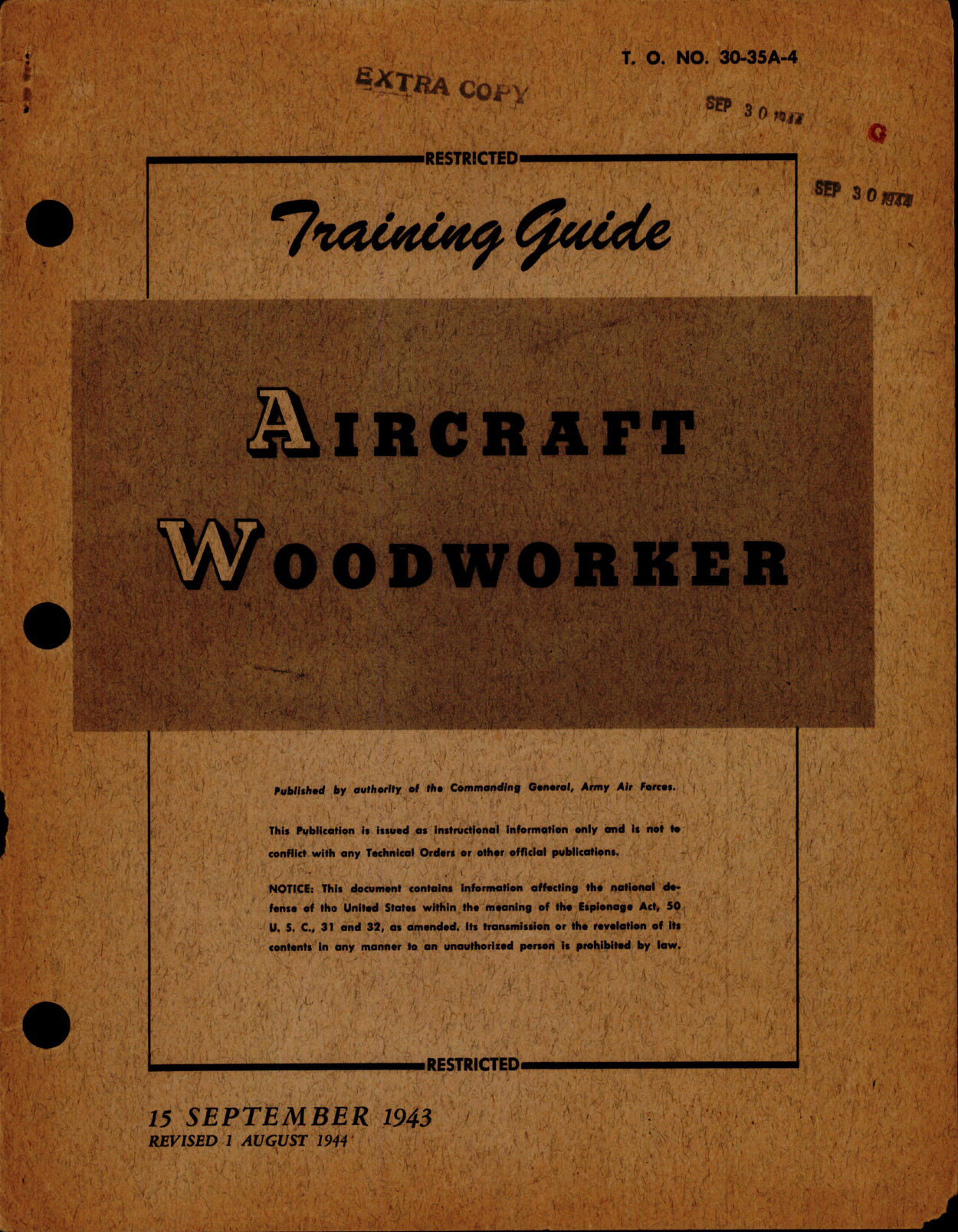 Sample page 1 from AirCorps Library document: Training Guide for Aircraft Woodworker