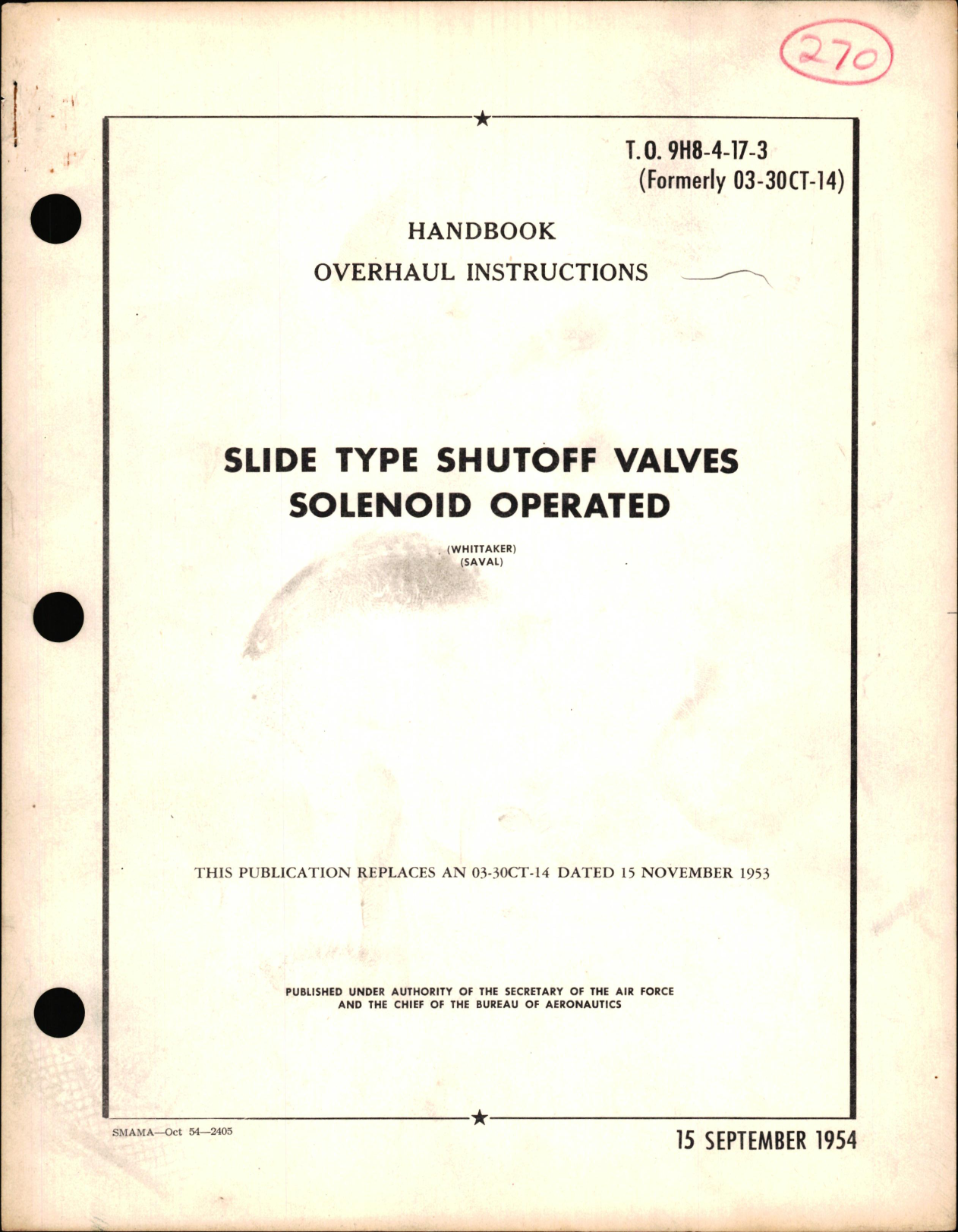 Sample page 1 from AirCorps Library document: Overhaul Instructions for Slide Type Shutoff Valves, Solenoid Operated
