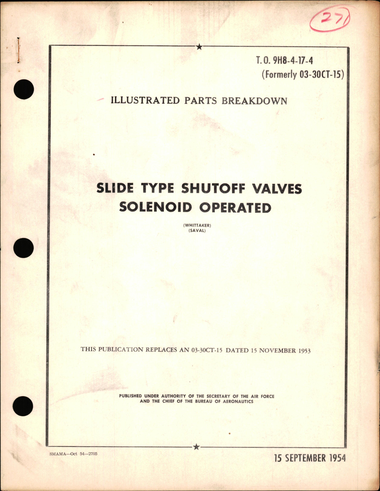Sample page 1 from AirCorps Library document: Illustrated Parts Breakdown for Slide Type Shutoff Valves Solenoid Operated
