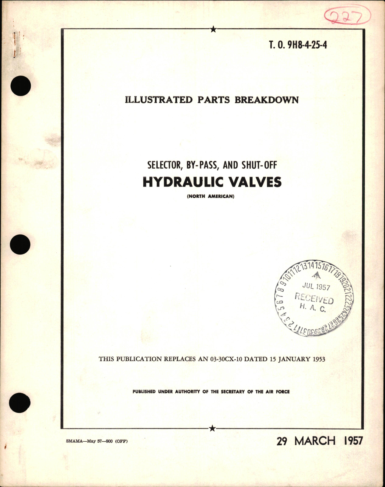Sample page 1 from AirCorps Library document: Illustrated Parts Breakdown for Selector By-Pass, and Shut-Off Hydraulic Valves