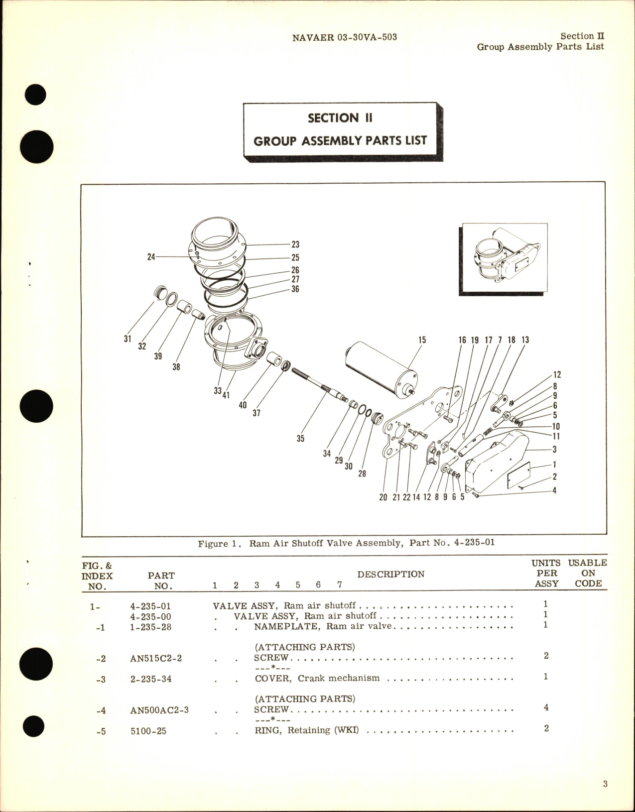 Sample page 5 from AirCorps Library document: Illustrated Parts Breakdown for Ram Air Shutoff Valve Part No. 4-235-01