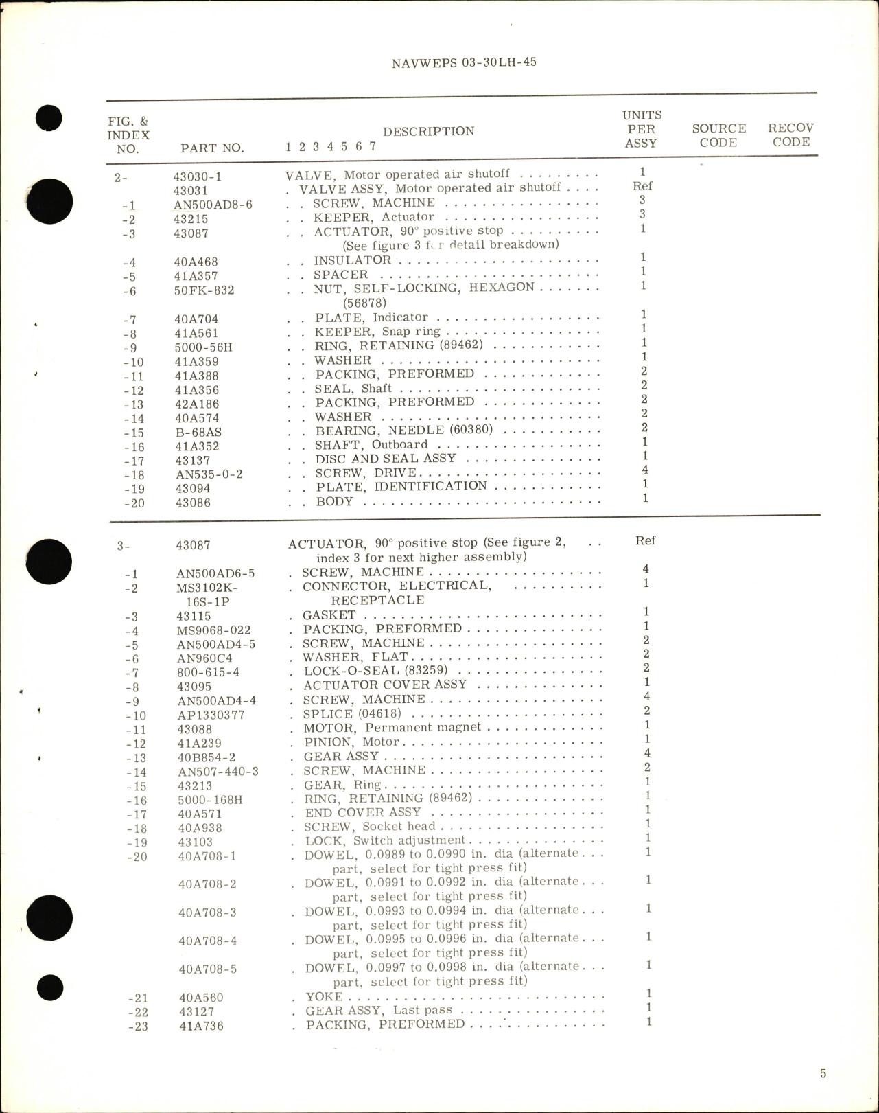 Sample page 5 from AirCorps Library document: Overhaul Instructions with Parts Breakdown for Motor Operated Air Shutoff Valve Part No. 43030-1