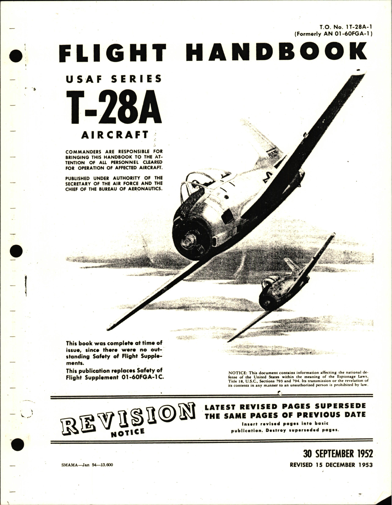 Sample page 1 from AirCorps Library document: Flight Handbook for the USAF Series T-28A Aircraft