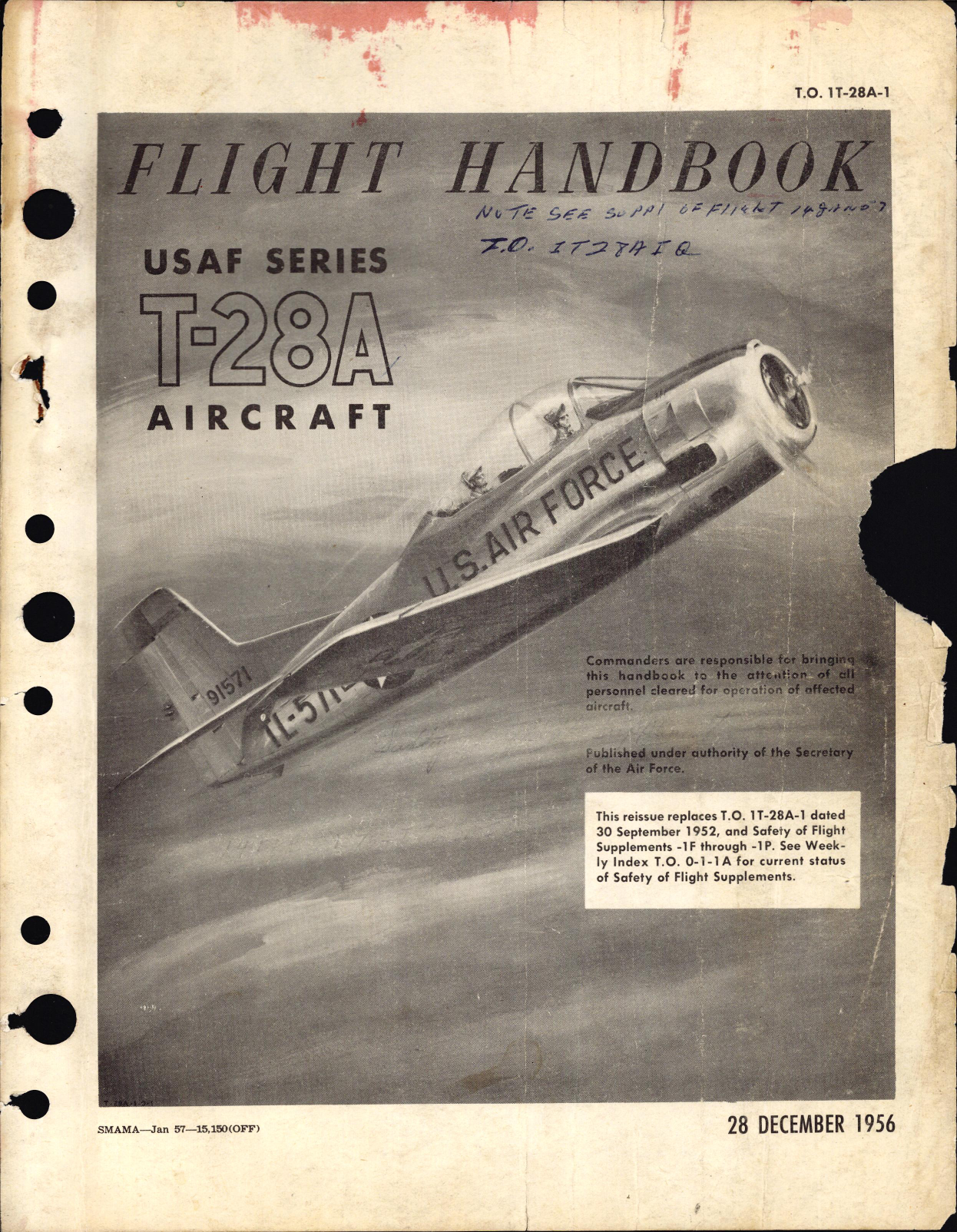 Sample page 1 from AirCorps Library document: Flight Handbook for the USAF Series T-28A Aircraft