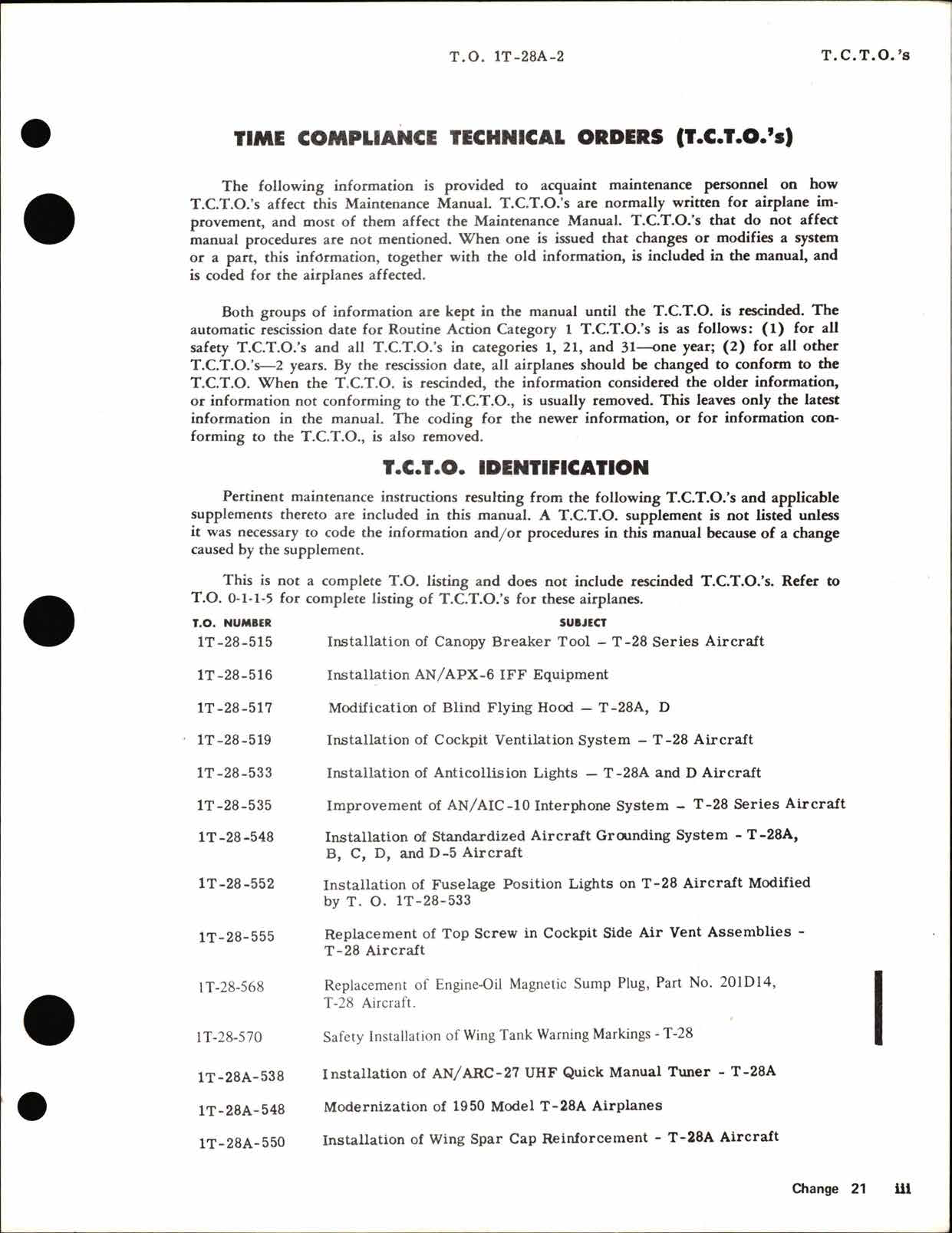 Sample page 9 from AirCorps Library document: Maintenance Manual for USAF Series T-28A Aircraft