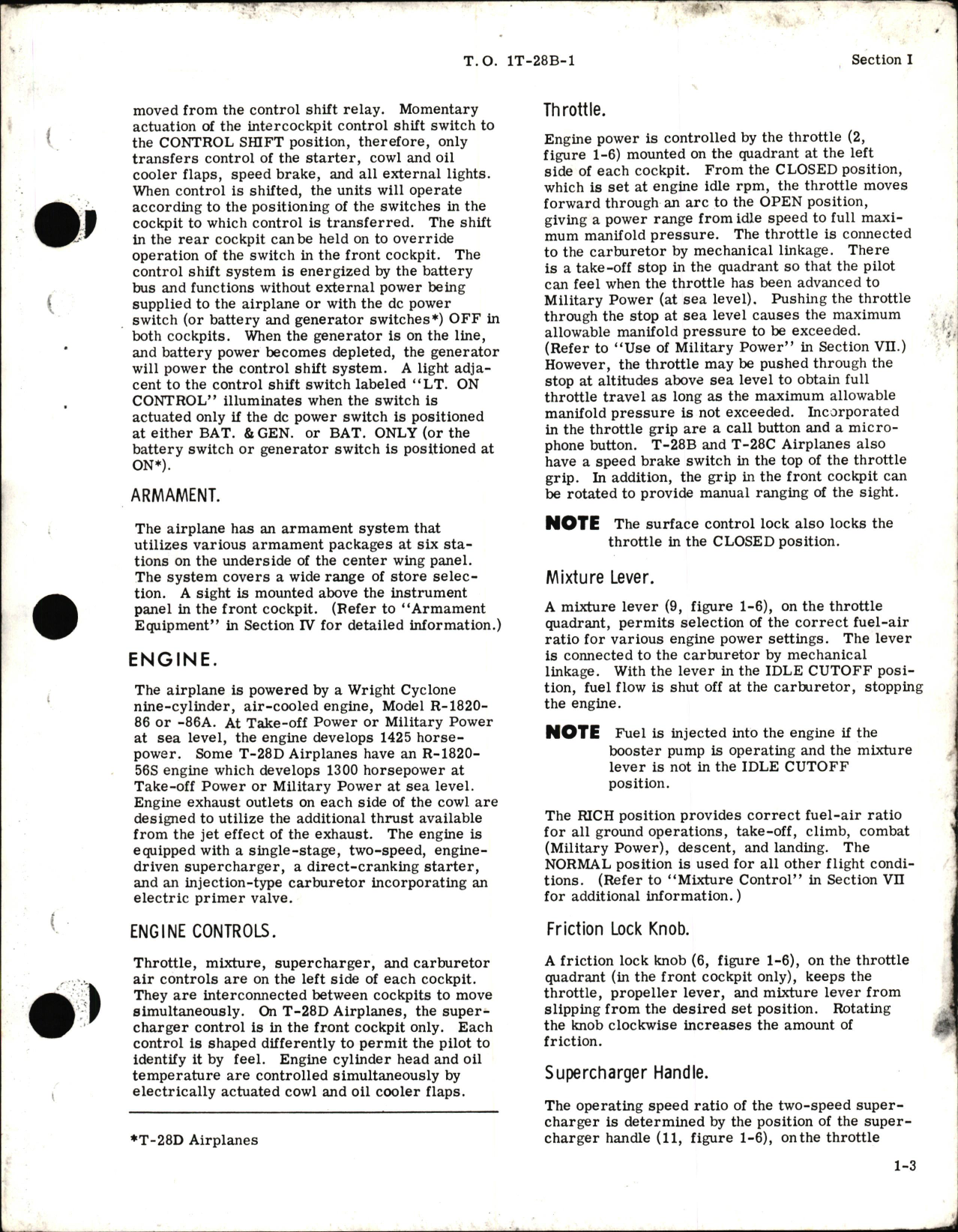 Sample page 7 from AirCorps Library document: Flight Manual for USAF Series Armament Modified T-28B, T-28C, & T-28D
