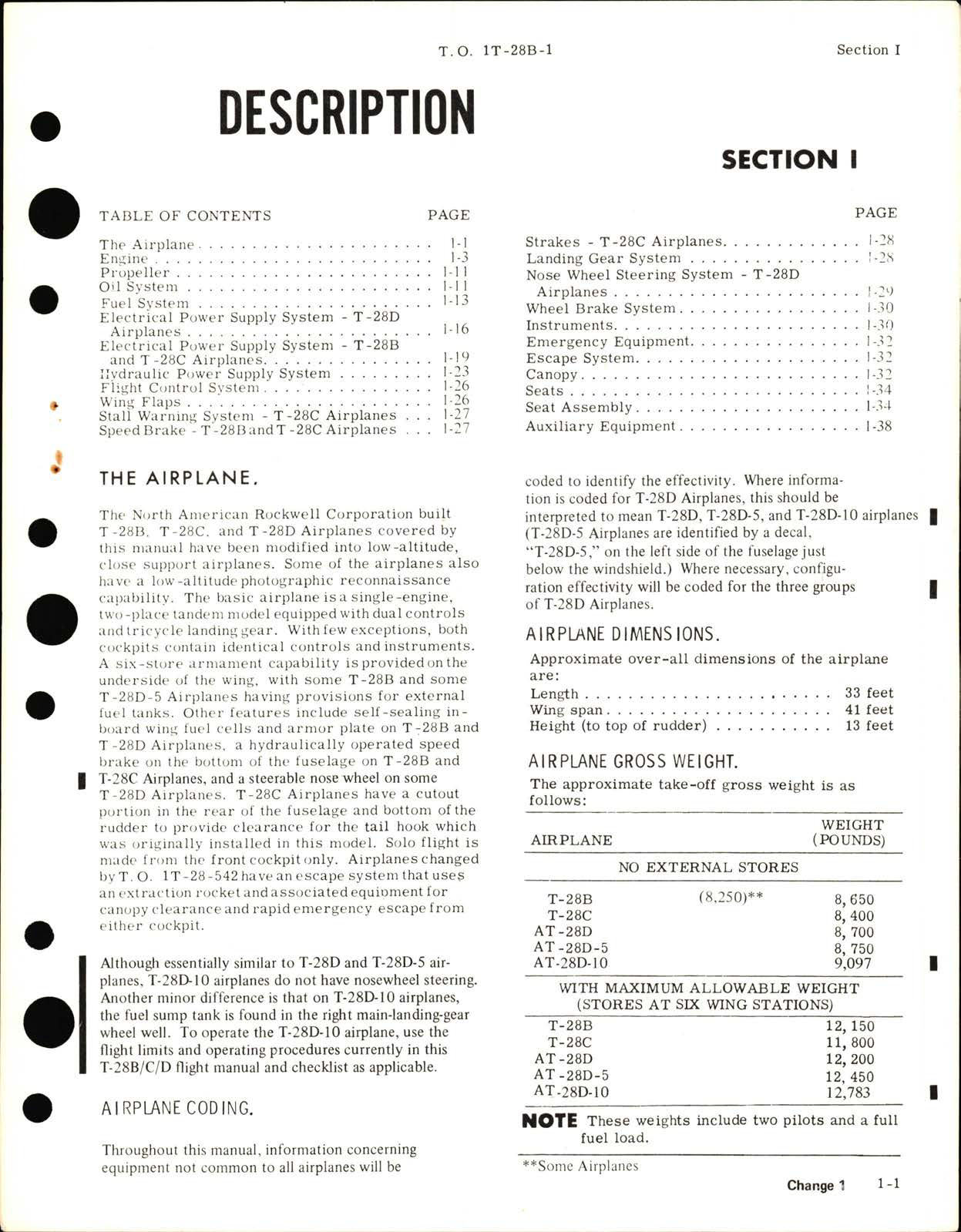 Sample page 7 from AirCorps Library document: Flight Manual for USAF Series T-28B, T-28C Armament Modified, & AT-28D