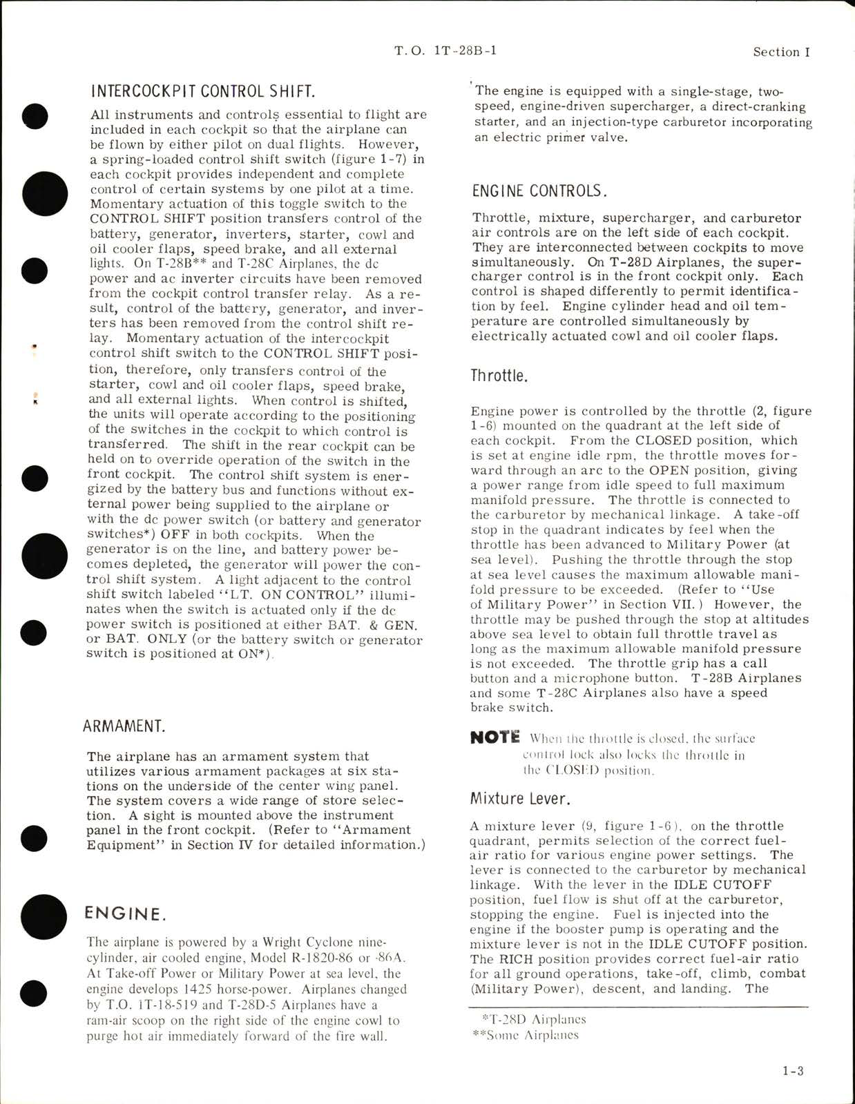 Sample page 9 from AirCorps Library document: Flight Manual for USAF Series T-28B, T-28C Armament Modified, & AT-28D