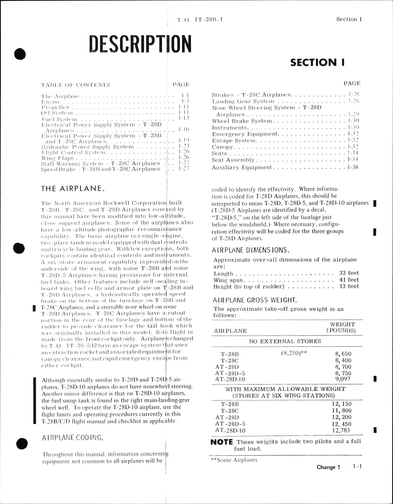Sample page 5 from AirCorps Library document: Flight Manual for USAF Series T-28B, T-28C Armament Modified, & T-28D