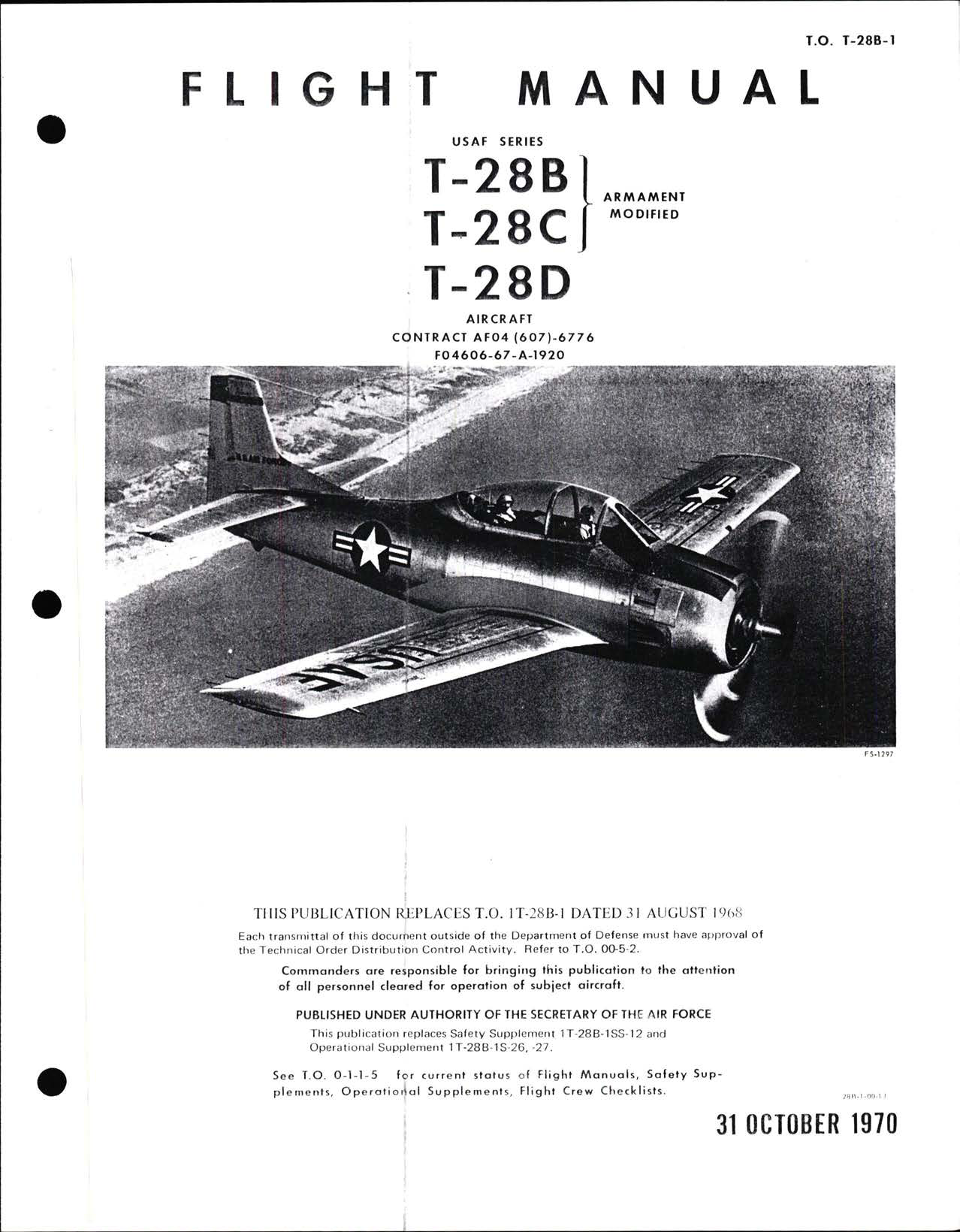 Sample page 1 from AirCorps Library document:  Flight Manual for USAF Series T-28B, T-28C Armament Modified, & T-28D
