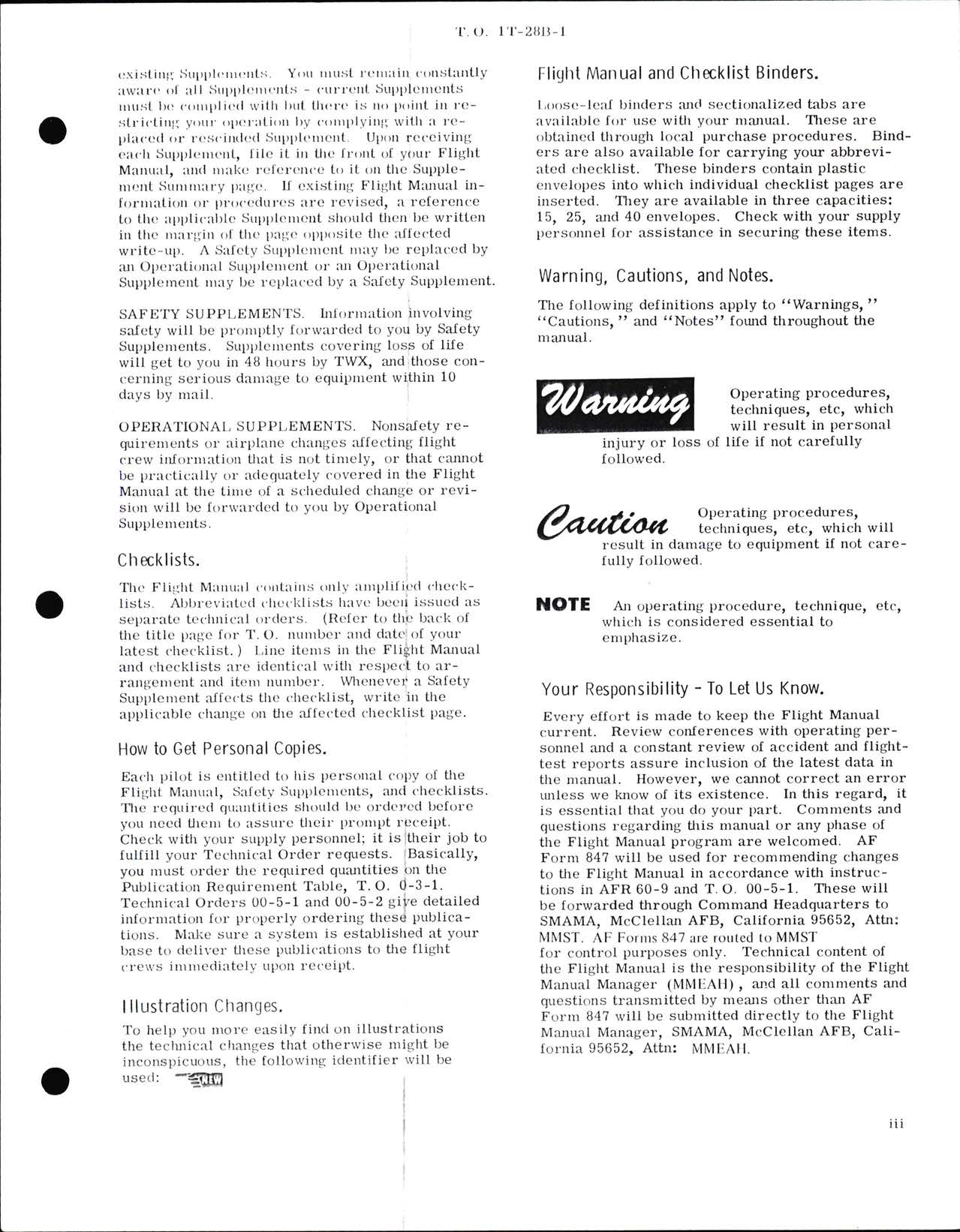 Sample page 5 from AirCorps Library document:  Flight Manual for USAF Series T-28B, T-28C Armament Modified, & T-28D