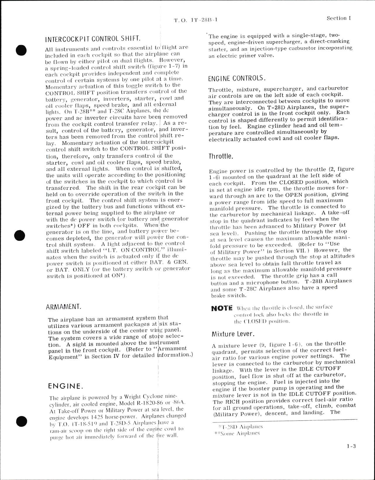 Sample page 9 from AirCorps Library document:  Flight Manual for USAF Series T-28B, T-28C Armament Modified, & T-28D