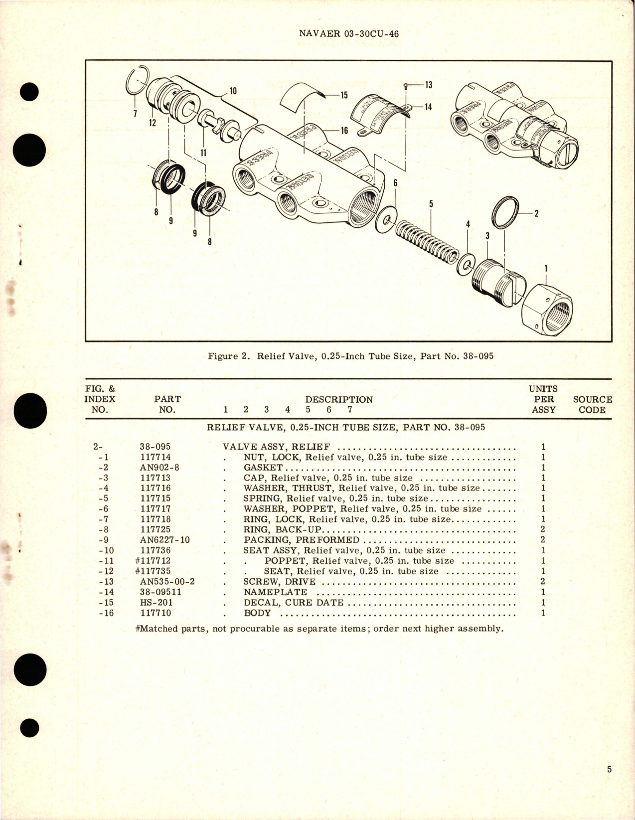 Sample page 5 from AirCorps Library document: Overhaul Instructions with Parts Breakdown for Relief Valve 0.25 inch Tube Size - Part 38-095