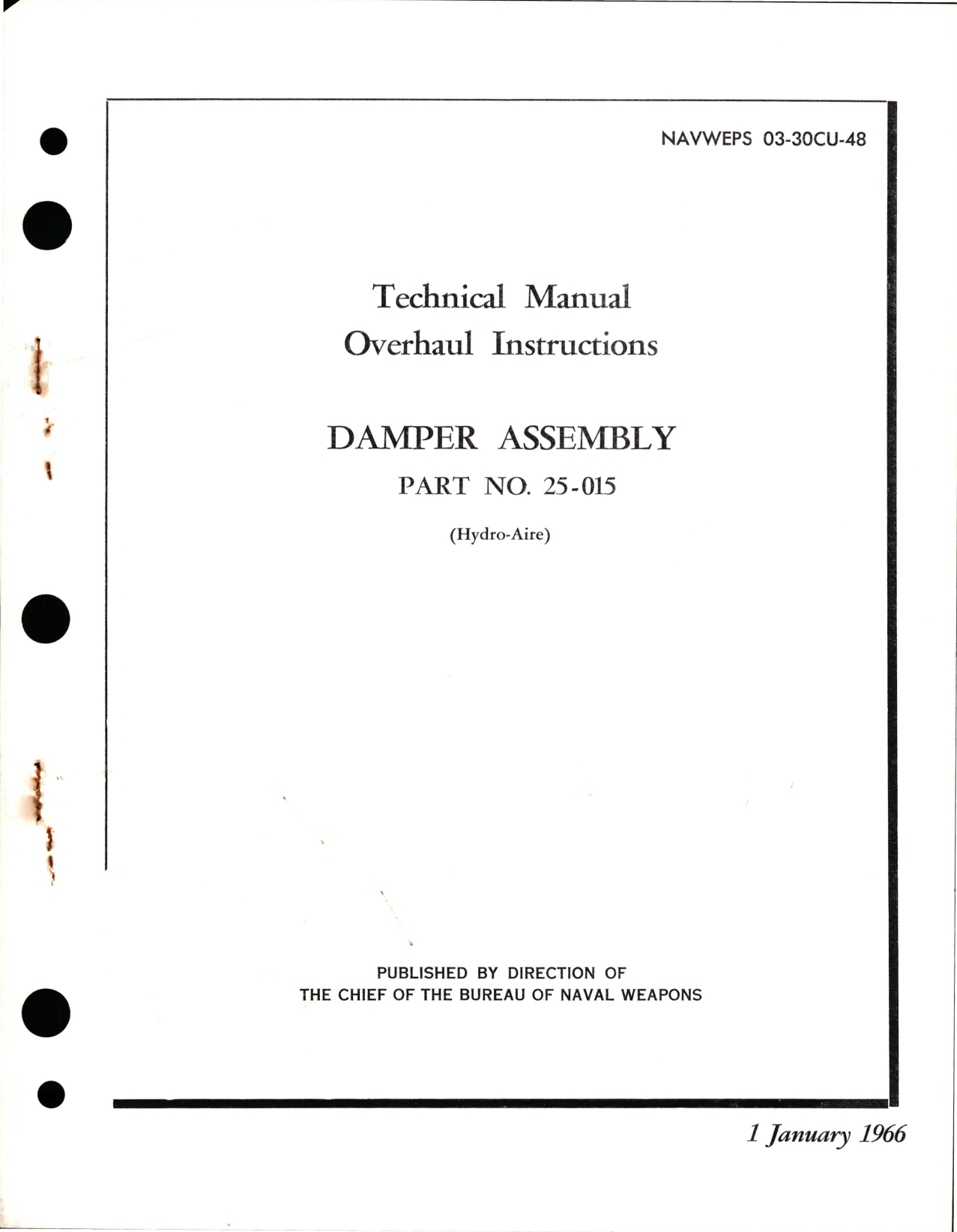 Sample page 1 from AirCorps Library document: Overhaul Instructions for Damper Assembly - Part 25-015