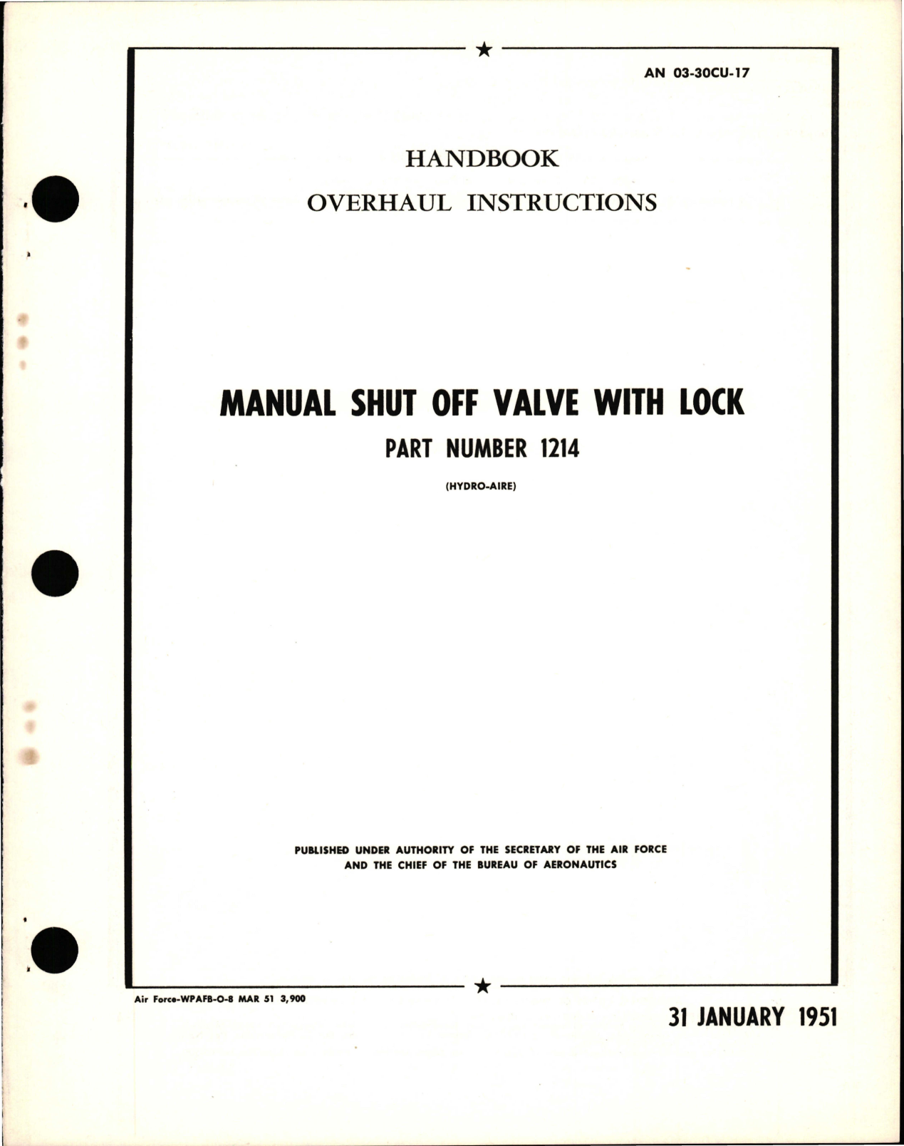 Sample page 1 from AirCorps Library document: Overhaul Instructions for Manual Shut Off Valve with Lock - Part 1214