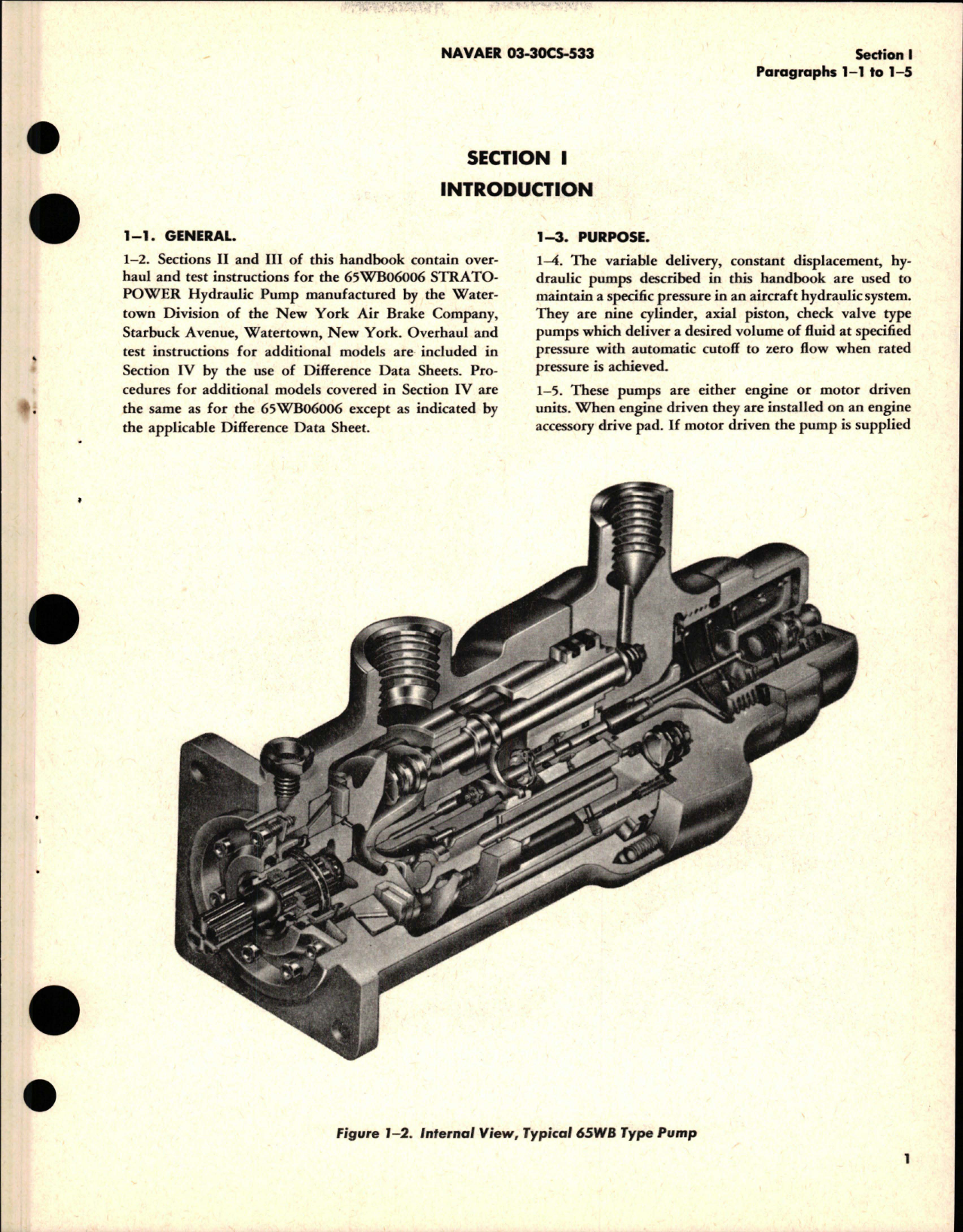 Sample page 5 from AirCorps Library document: Overhaul Instructions for Stratopower Hydraulic Pumps - Models 65WB06006, 65WB06006-1, 65WB06006-2 