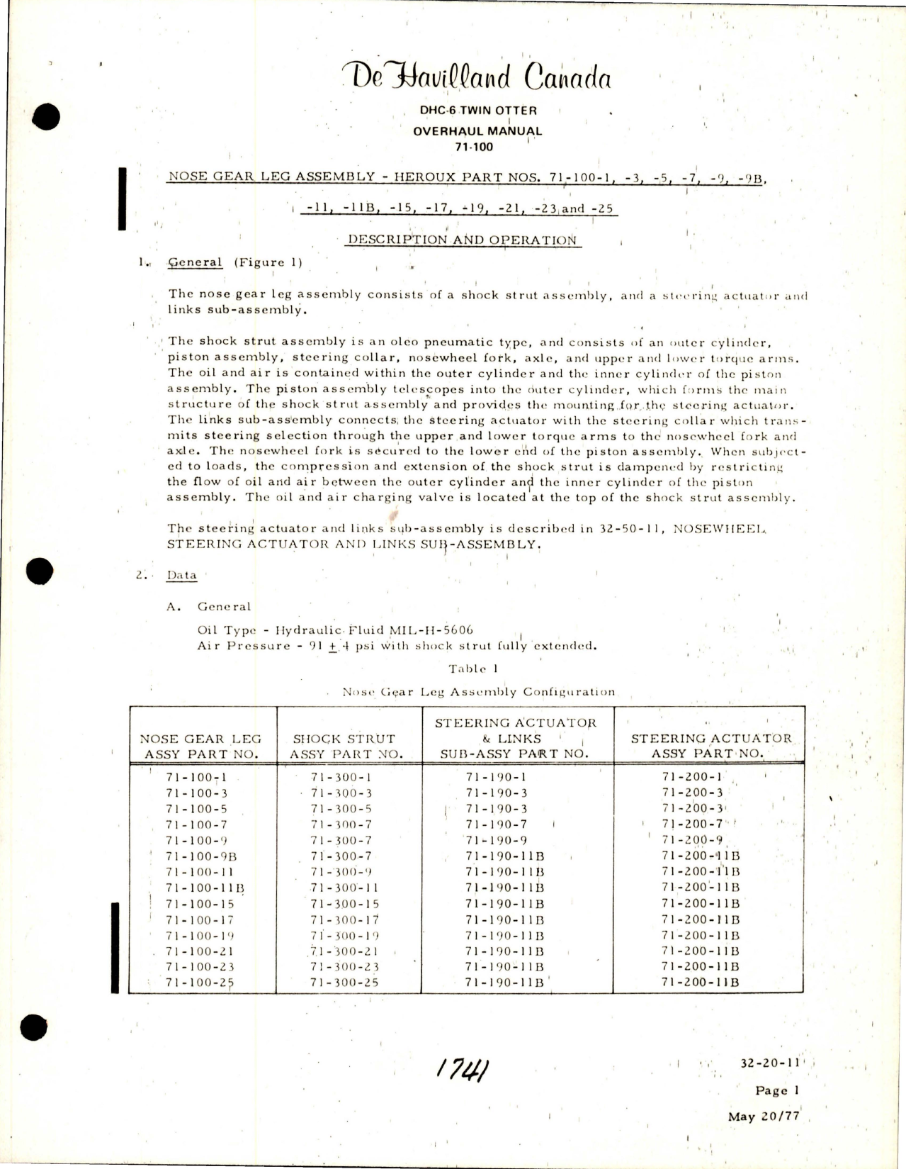 Sample page 7 from AirCorps Library document: Overhaul Manual for DHC-6 Twin Otter Nose Gear Leg Assembly - Part 71-100 