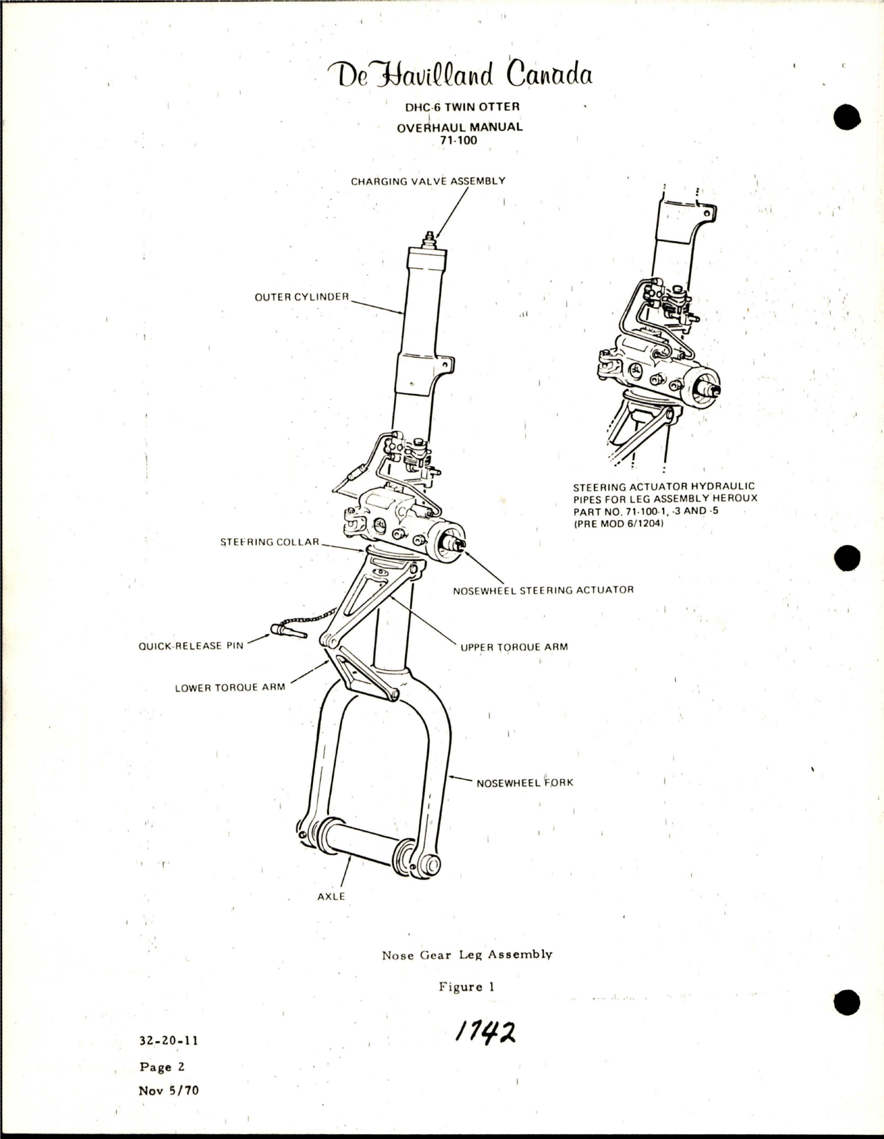Sample page 8 from AirCorps Library document: Overhaul Manual for DHC-6 Twin Otter Nose Gear Leg Assembly - Part 71-100 