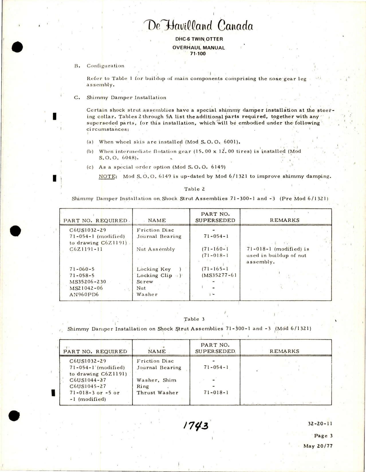 Sample page 9 from AirCorps Library document: Overhaul Manual for DHC-6 Twin Otter Nose Gear Leg Assembly - Part 71-100 